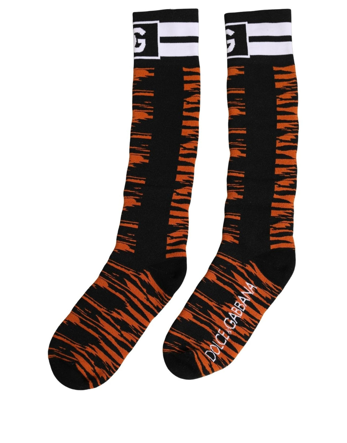 Dolce & Gabbana orange schwarz Tigerstreifen kniehohe Socken
