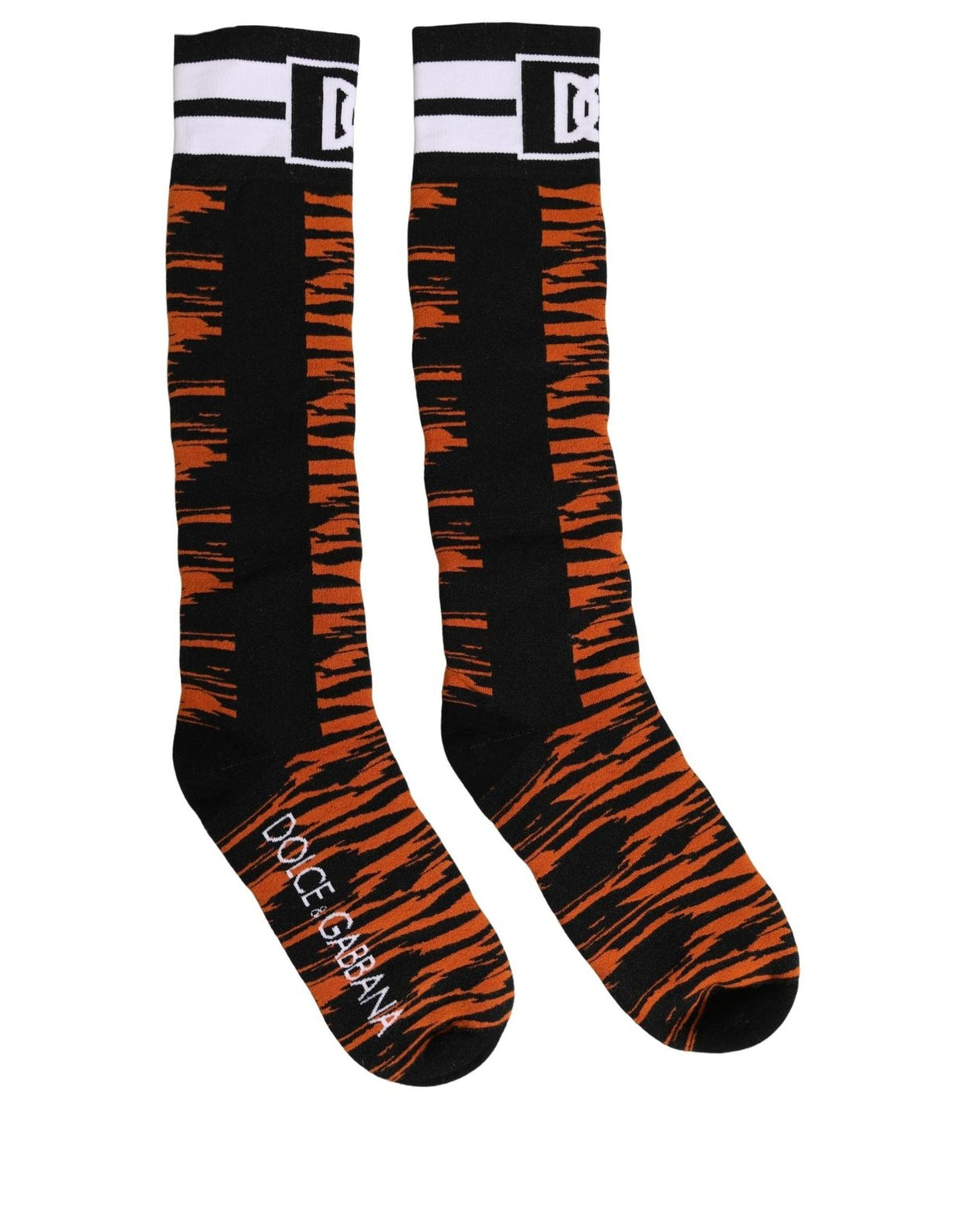 Dolce & Gabbana orange schwarz Tigerstreifen kniehohe Socken
