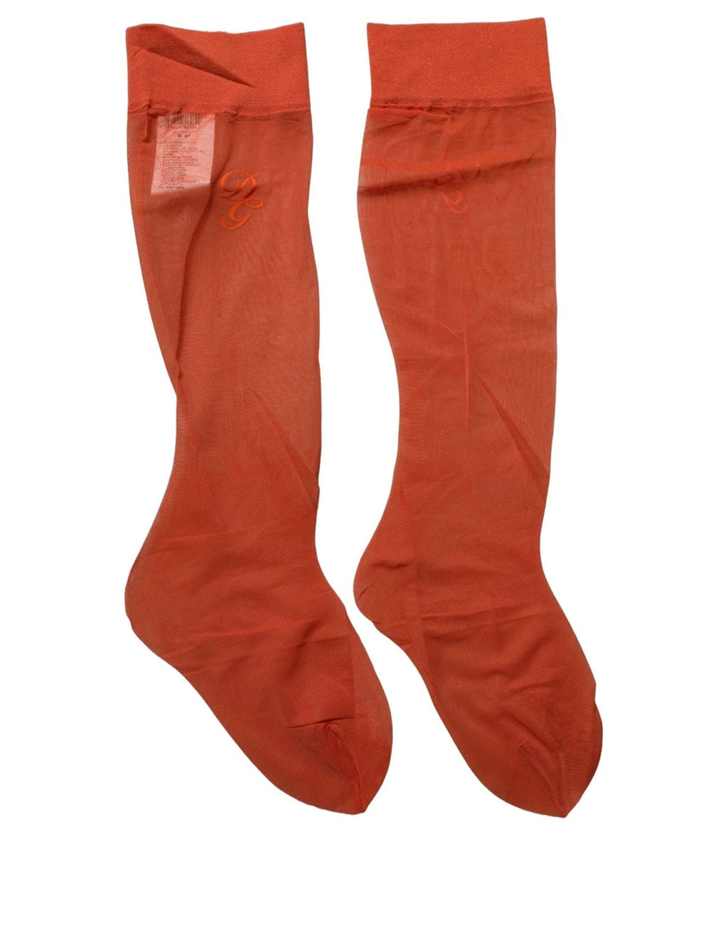 Dolce & Gabbana orangefarbene kniehohe transparente Nylon-Accessoire-Socken