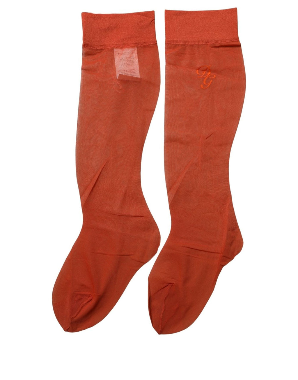 Dolce & Gabbana orangefarbene kniehohe transparente Nylon-Accessoire-Socken
