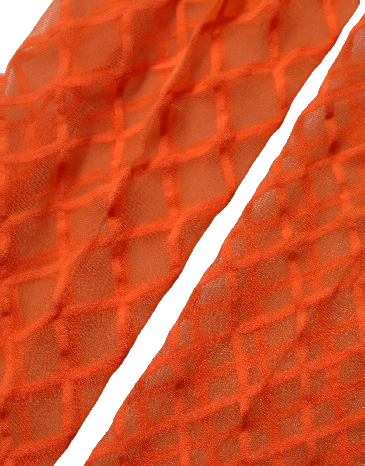 Dolce & Gabbana Orangefarbene Nylon-Fischernetzstrumpfhose
