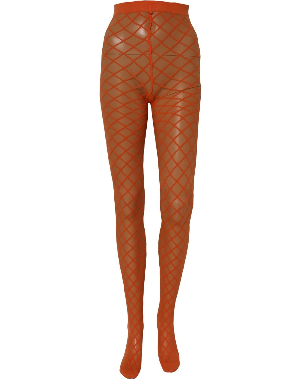 Dolce & Gabbana Orangefarbene Nylon-Fischernetzstrumpfhose