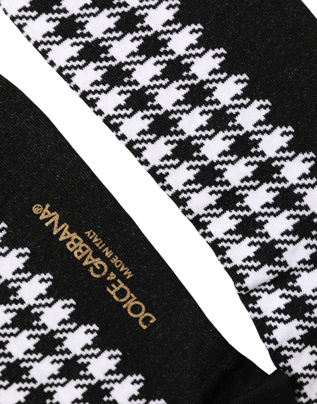 Dolce & Gabbana Schwarz-Weiß Hahnentritt Wadenhohe Socken