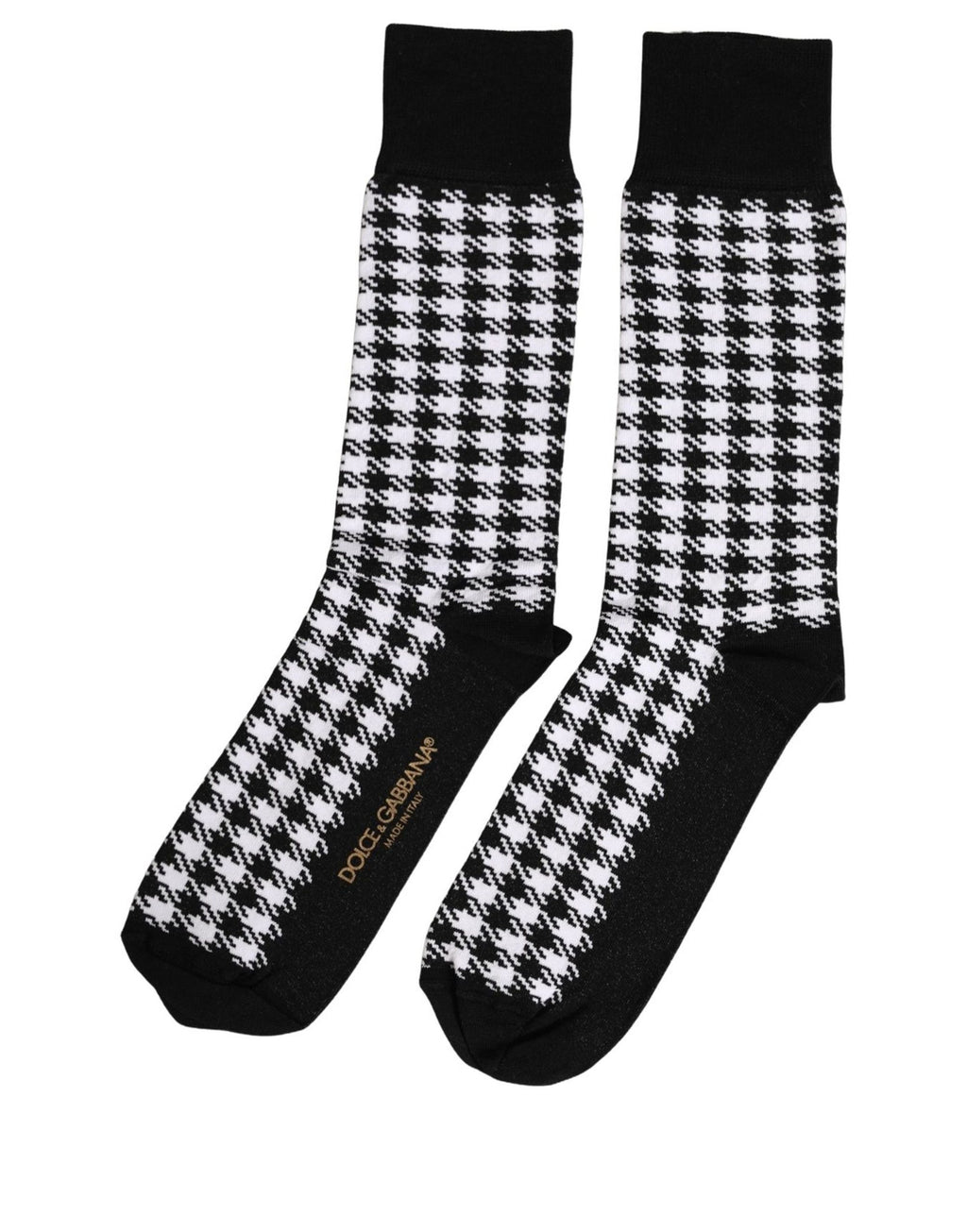 Dolce & Gabbana Schwarz-Weiß Hahnentritt Wadenhohe Socken