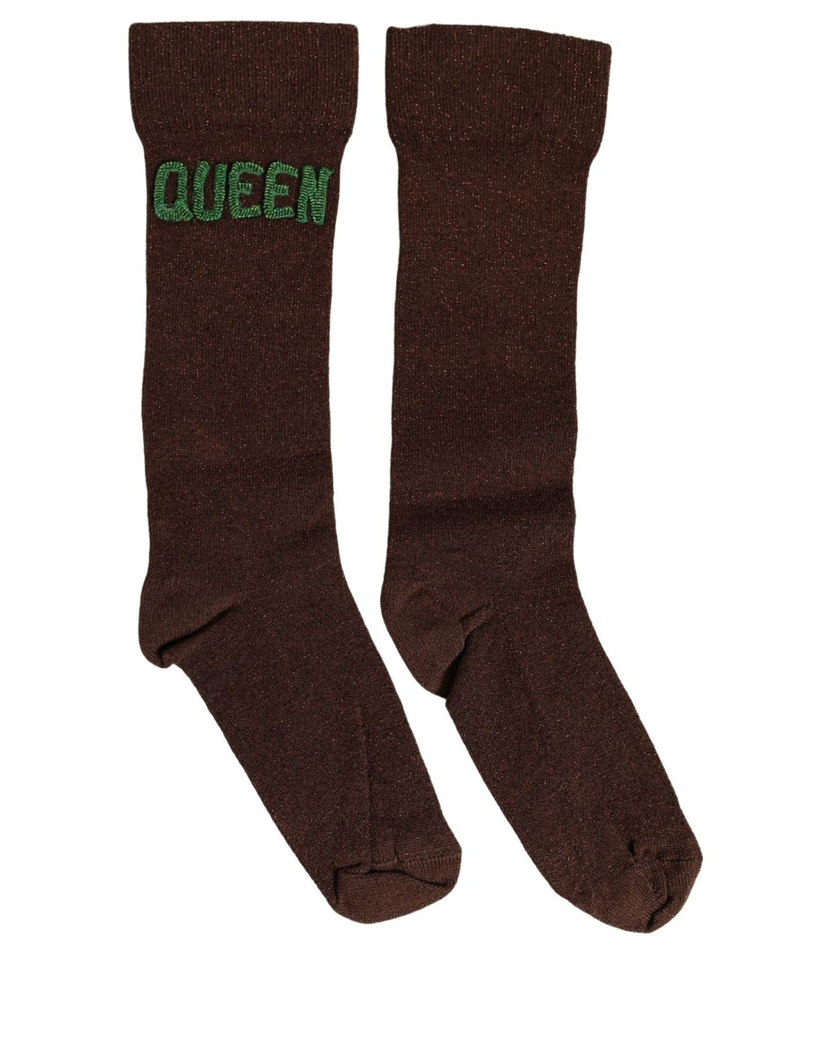 Dolce & Gabbana Braune bestickte Baumwollsocken bis zur Mitte der Wade