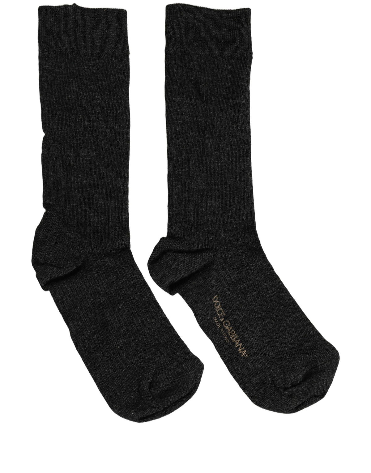 Dolce & Gabbana Schwarze kniehohe Socken aus Wolle mit DG-Logo