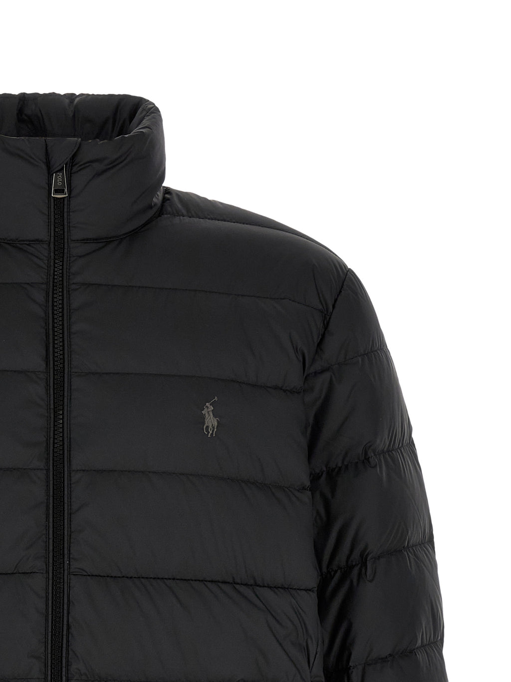 Polo Ralph Lauren Schwarze Polyester-Jacke in voller Länge