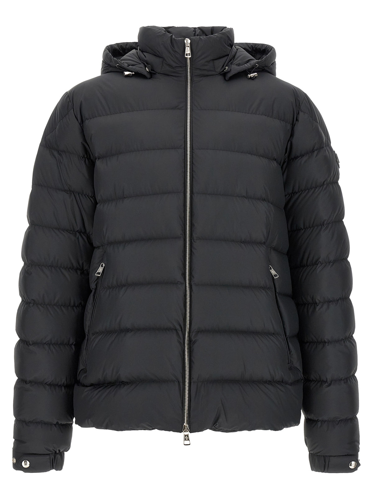 Moncler Schwarze, knöchellange Jacke aus Polyester