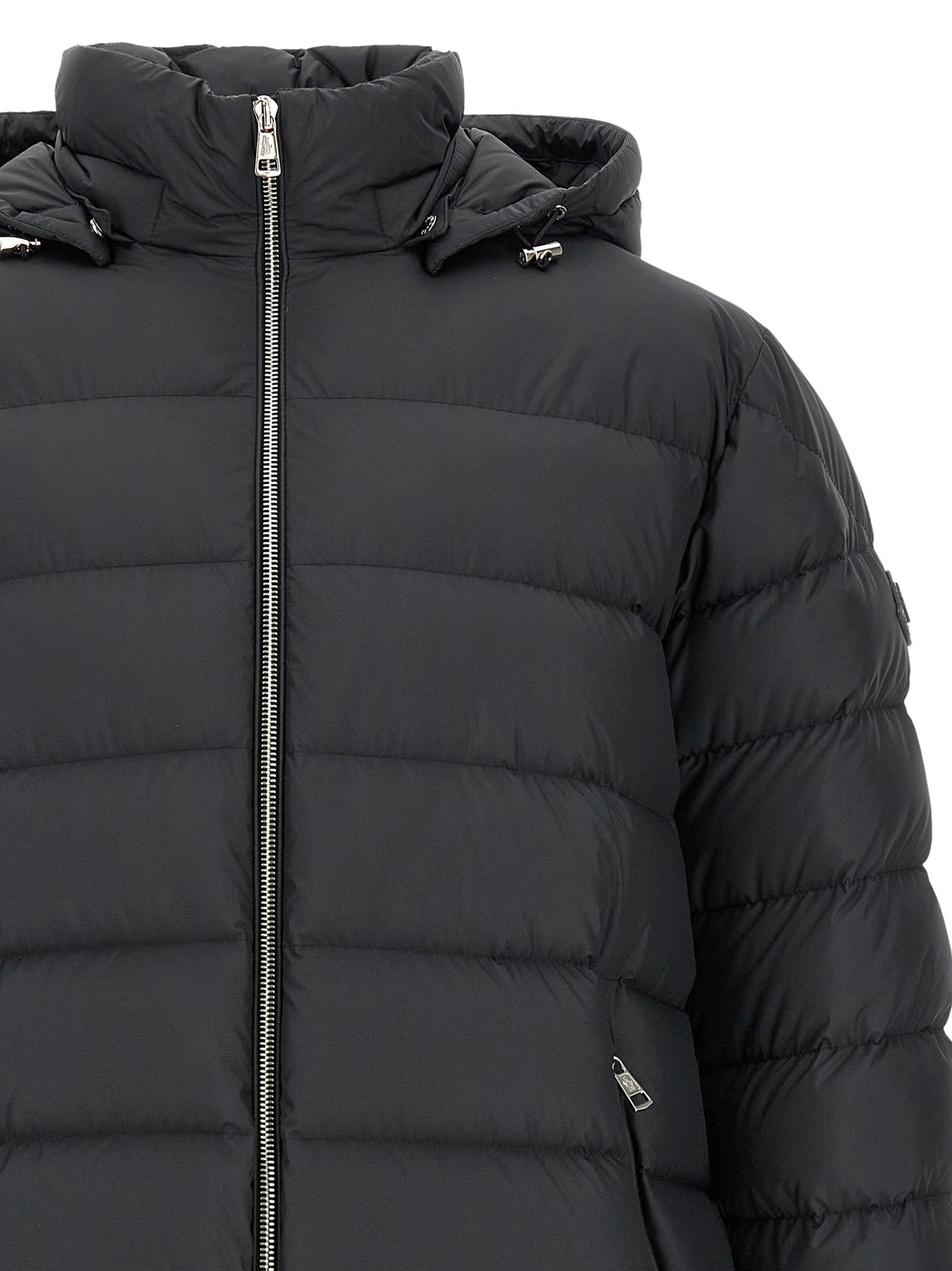 Moncler Schwarze, knöchellange Jacke aus Polyester