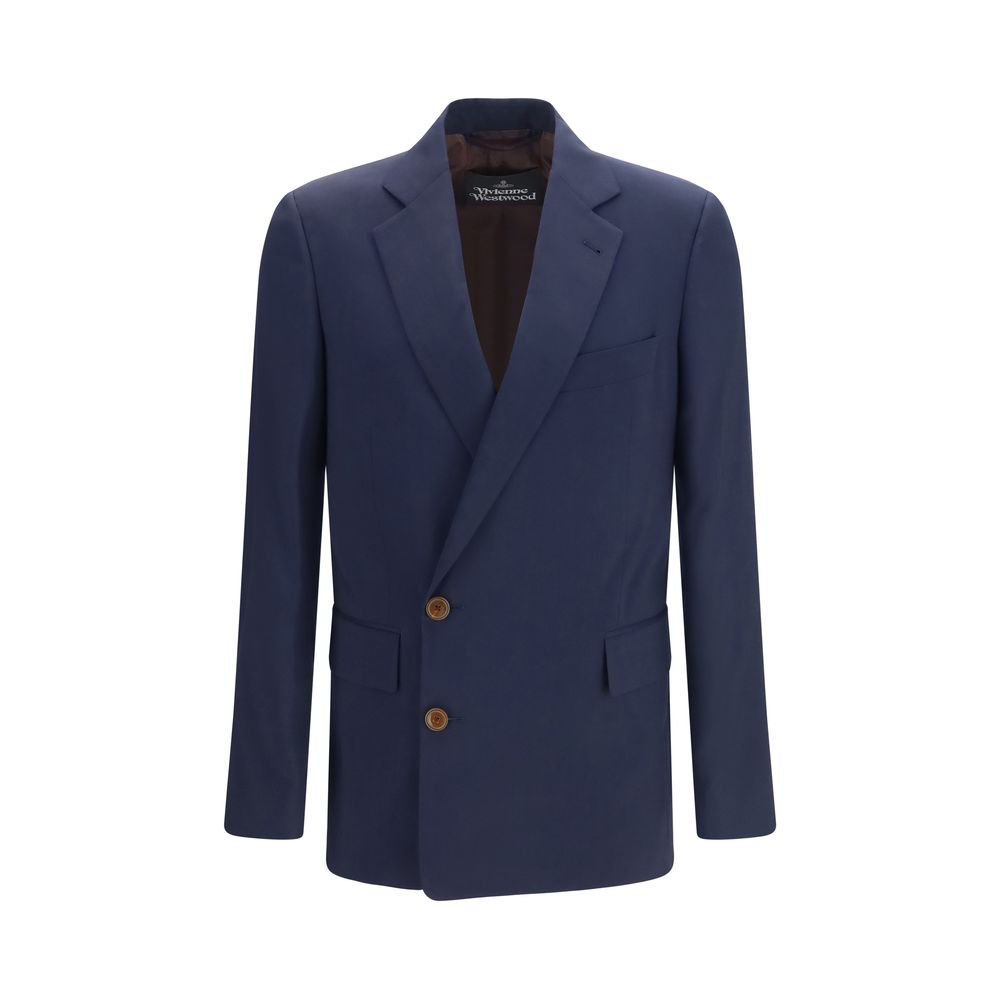Vivienne Westwood Blaue Wolljacke Oves Aries in voller Länge
