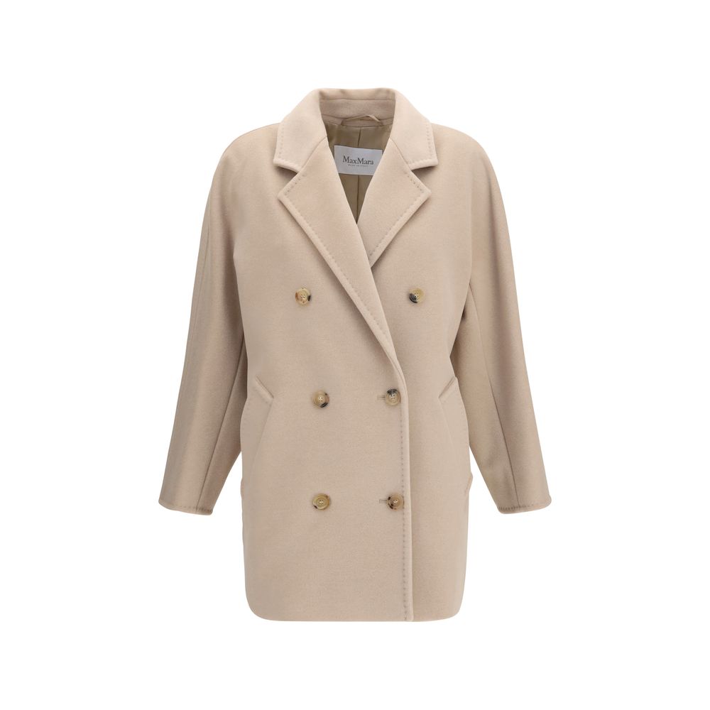 Max Mara Beige Wolljacke "Oves Aries" in voller Länge