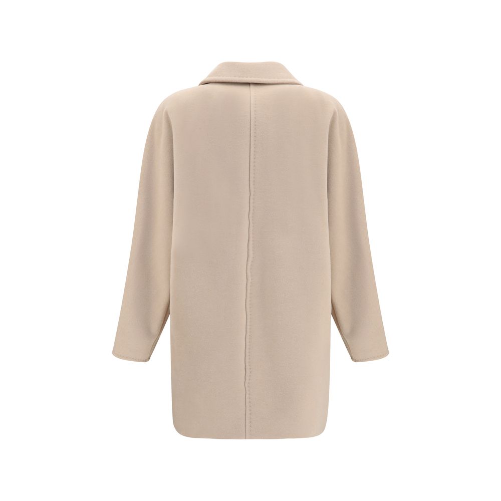 Max Mara Beige Wolljacke "Oves Aries" in voller Länge