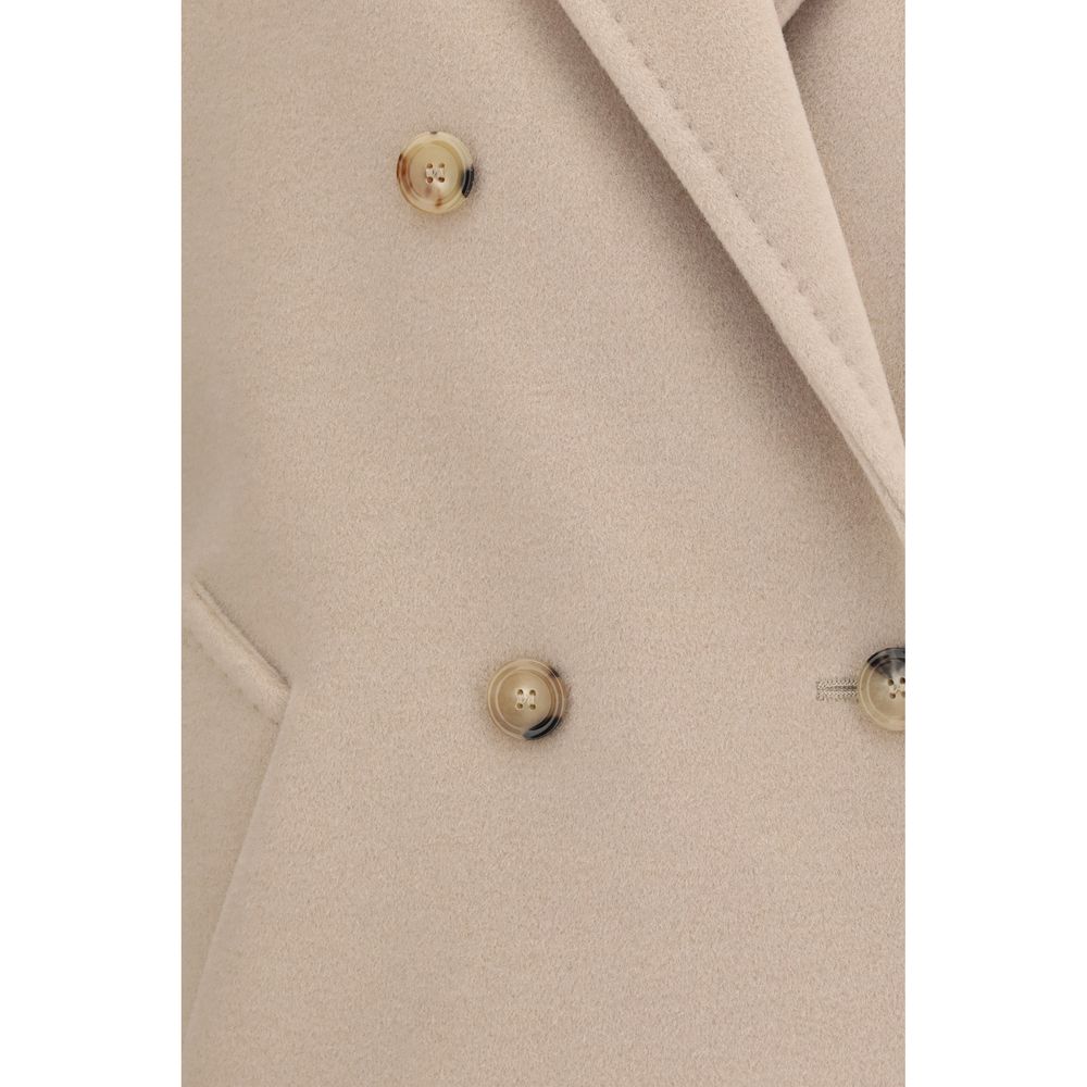 Max Mara Beige Wolljacke "Oves Aries" in voller Länge