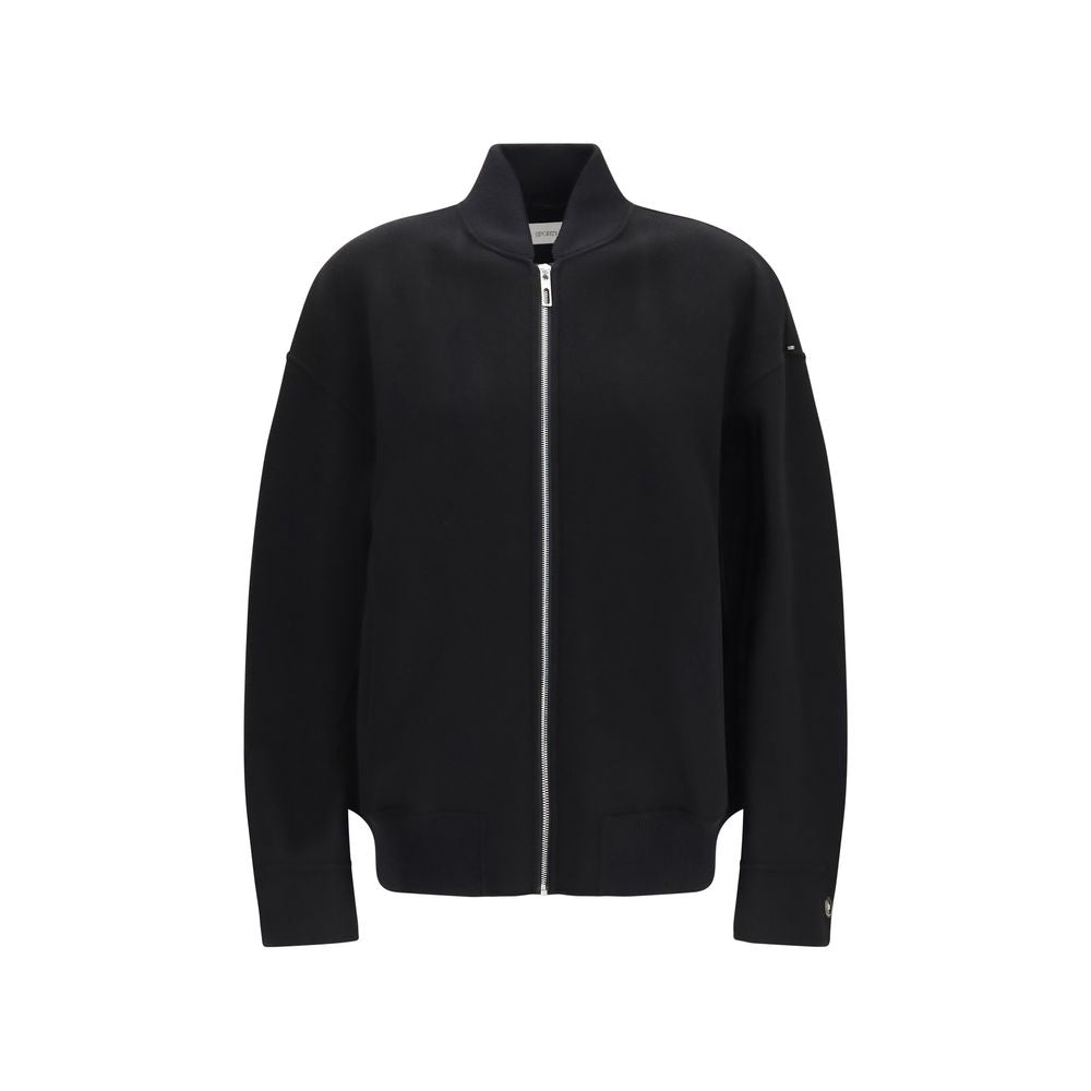 Max Mara Schwarze Wolljacke Oves Aries in voller Länge
