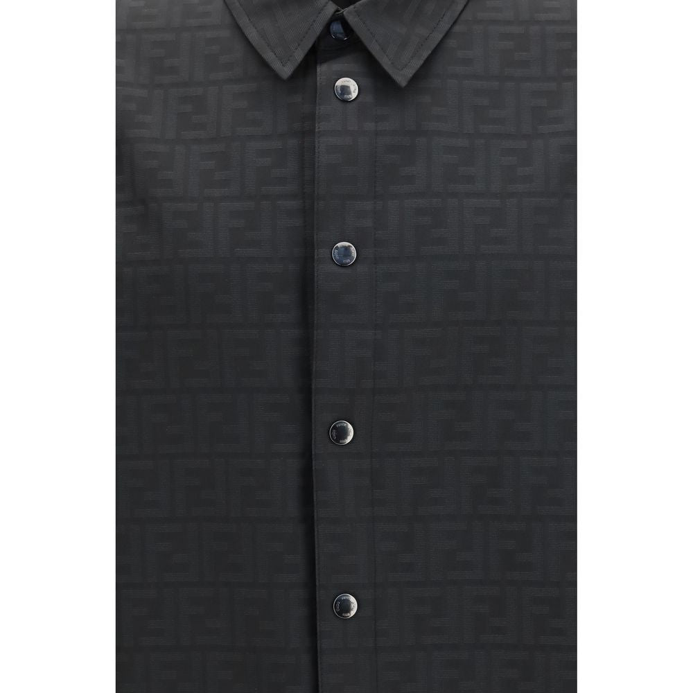 Fendi Schwarzes Polyesterhemd mit Muster