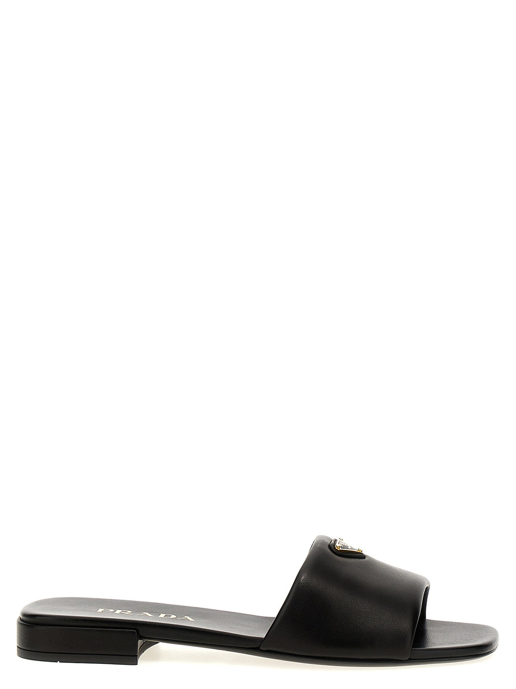 Prada Slides aus schwarzem Lammleder
