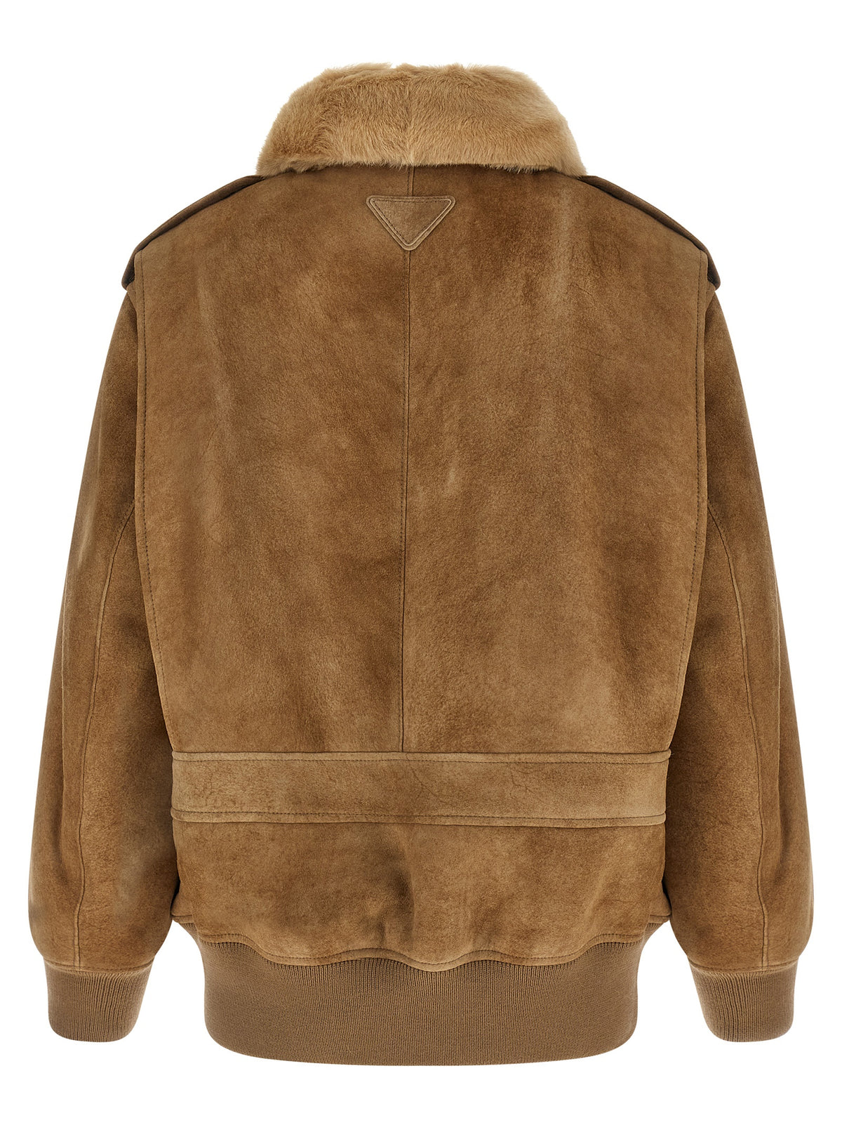 Prada Bomberjacke aus beigefarbenem Lammleder