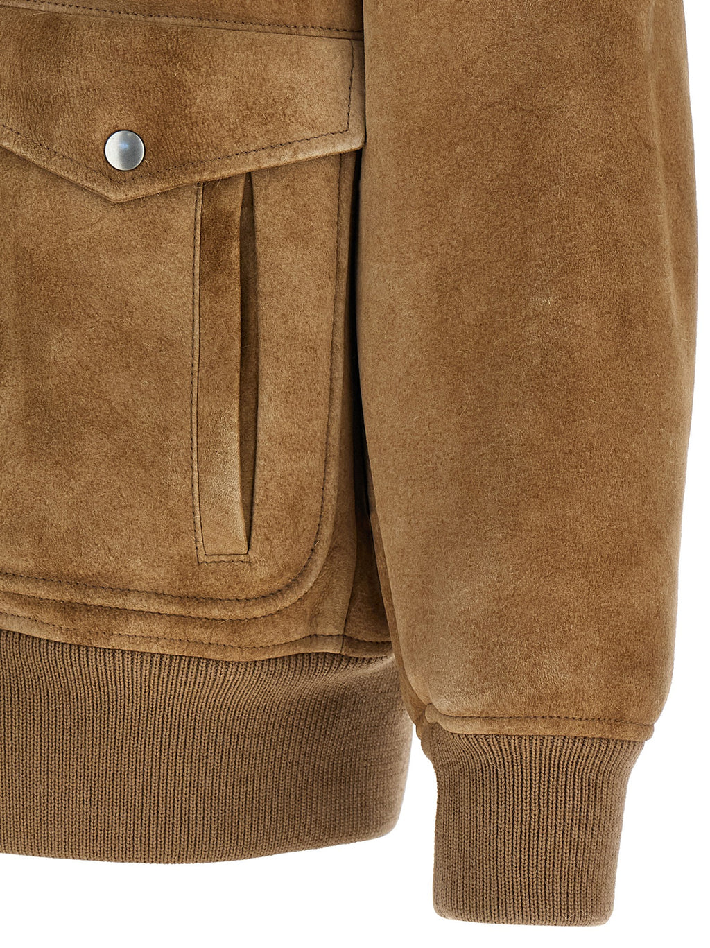 Prada Bomberjacke aus beigefarbenem Lammleder