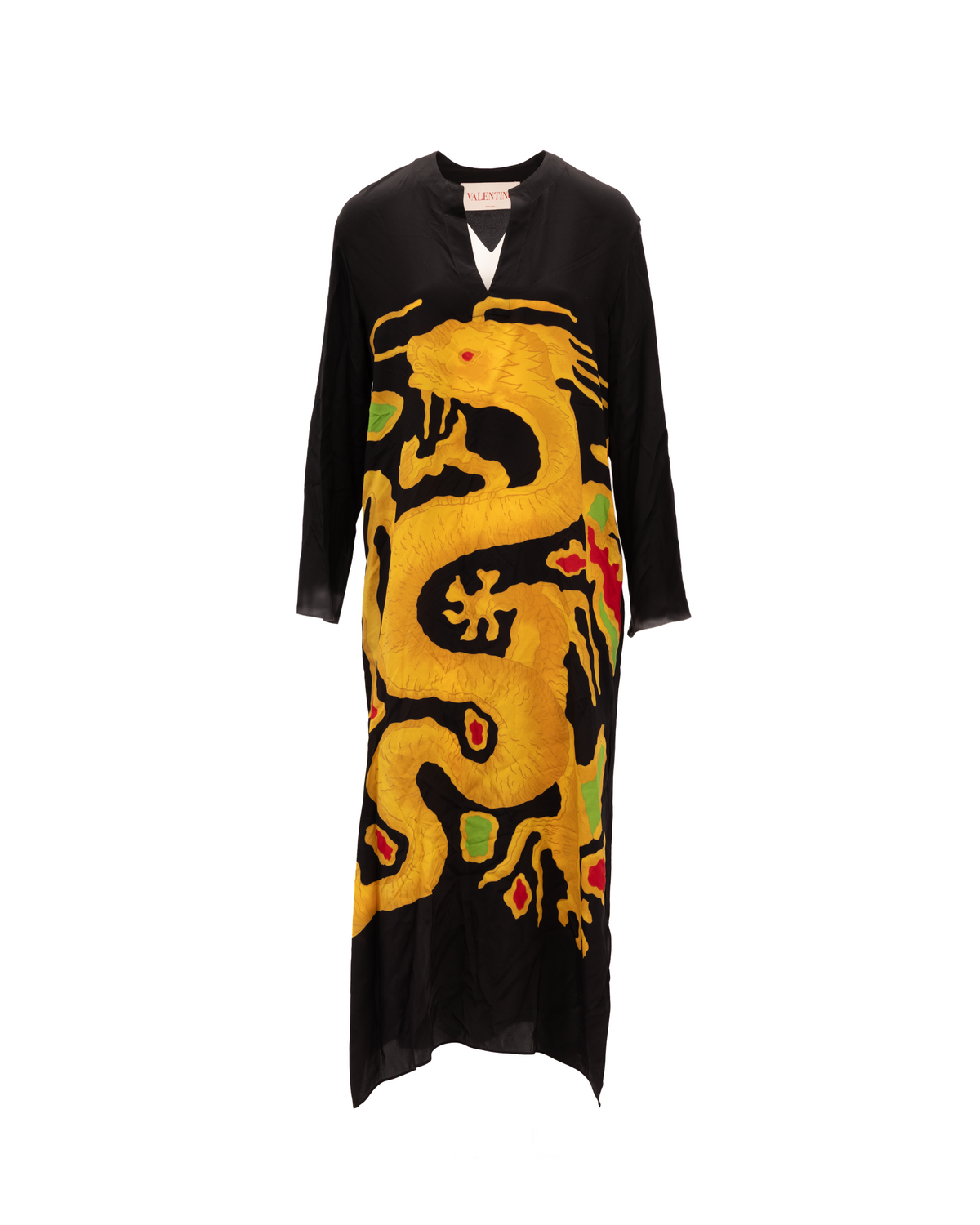 Valentino Garavani Drachenstickerei Abendkleid in Schwarz und Gelb