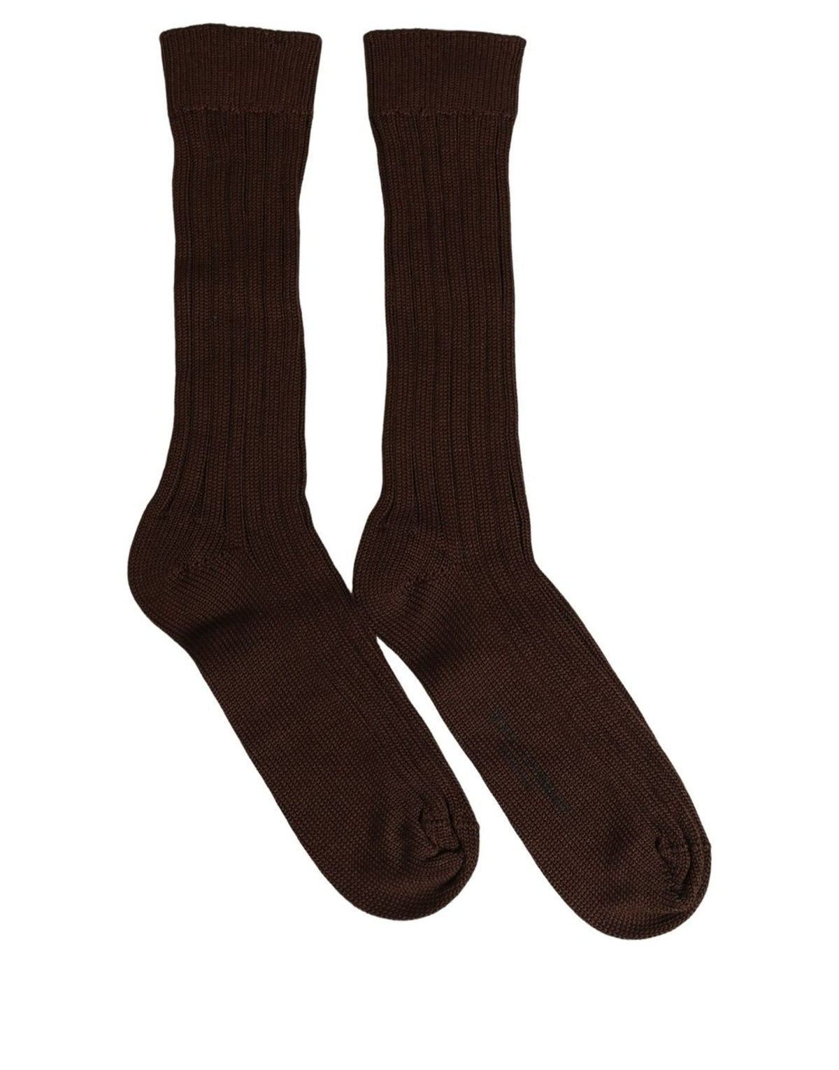 Dolce & Gabbana Dunkelbraune gerippte Nylon-Kniestrümpfe