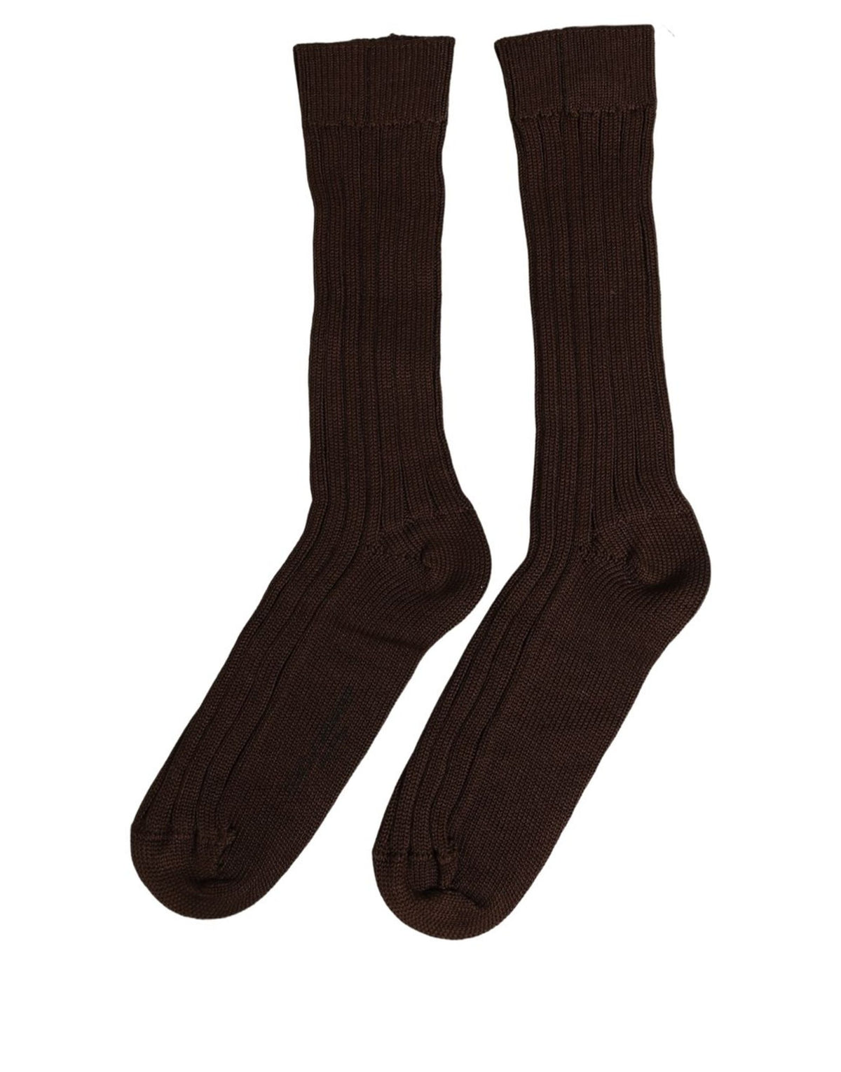 Dolce & Gabbana Dunkelbraune gerippte Nylon-Kniestrümpfe