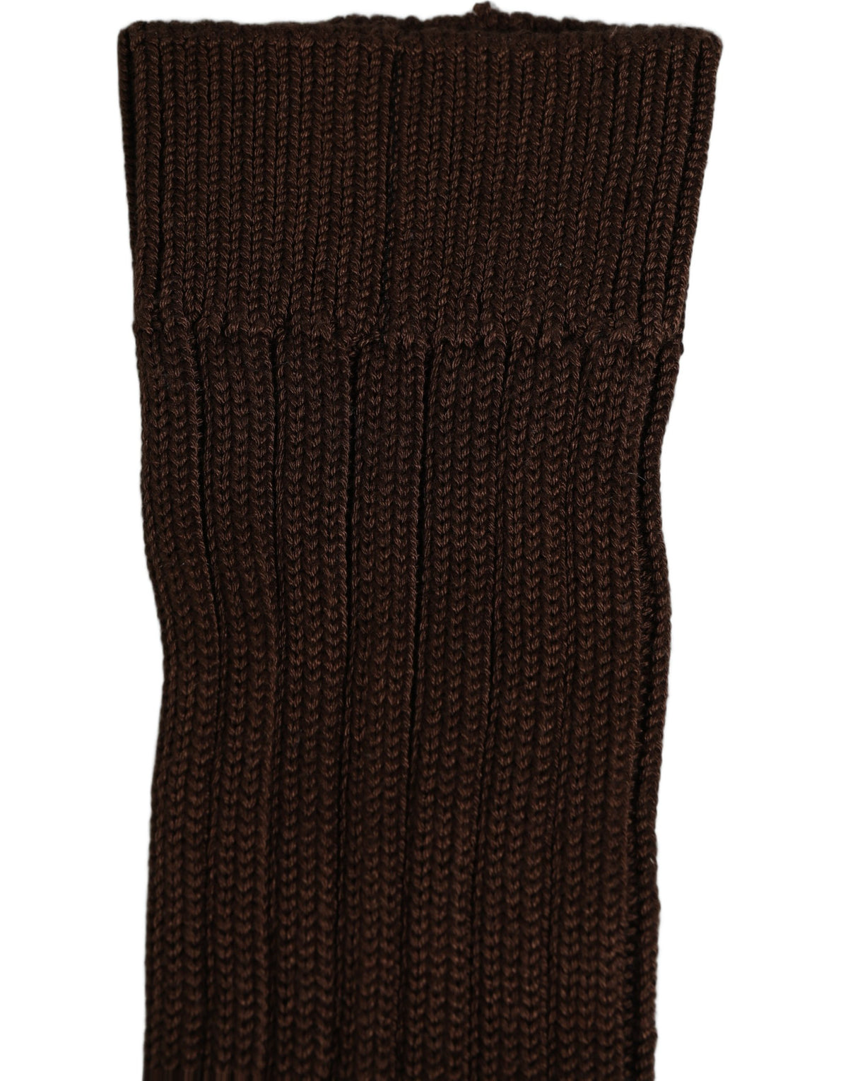 Dolce & Gabbana Dunkelbraune gerippte Nylon-Kniestrümpfe