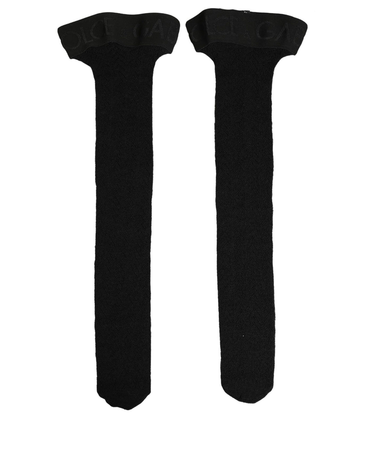 Dolce & Gabbana Schwarze Socken aus Wolle mit Logo für Damen, kniehoch