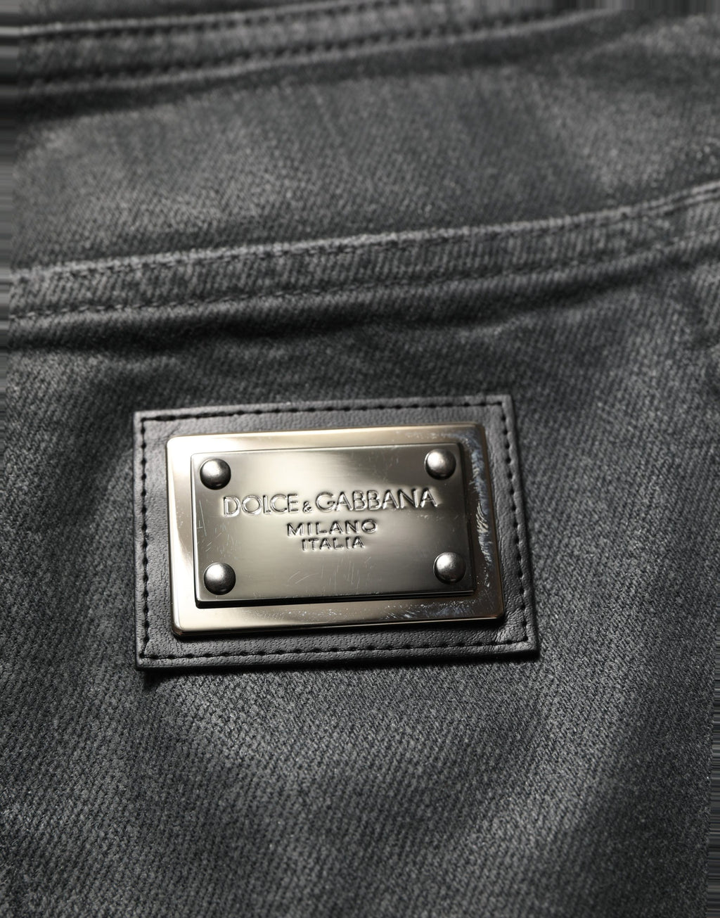 Dolce & Gabbana Dunkelgraue Baumwoll-Herrenjeans in lockerer Passform