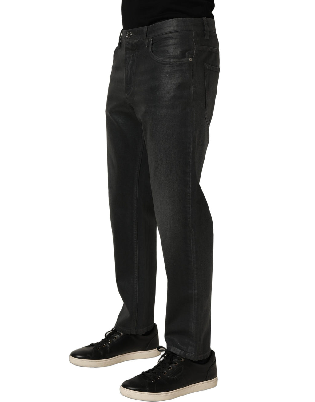 Dolce & Gabbana Dunkelgraue Baumwoll-Herrenjeans in lockerer Passform