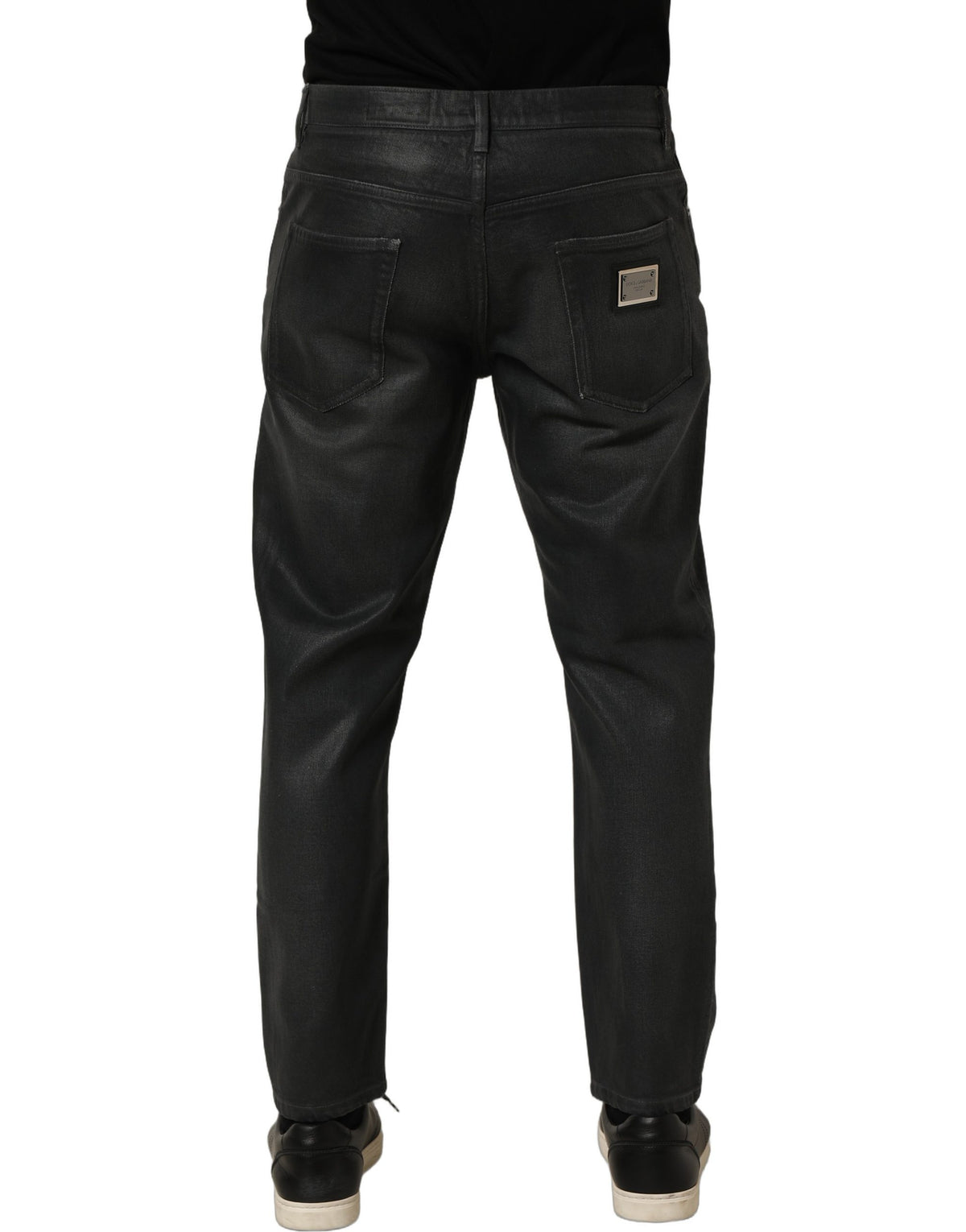 Dolce & Gabbana Dunkelgraue Baumwoll-Herrenjeans in lockerer Passform