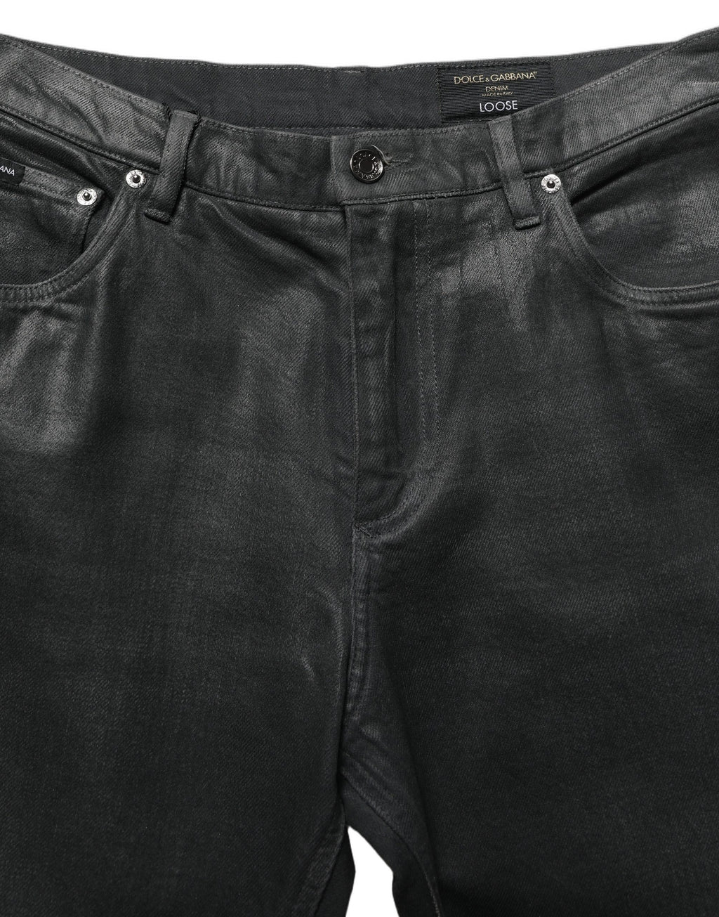Dolce & Gabbana Dunkelgraue Baumwoll-Herrenjeans in lockerer Passform