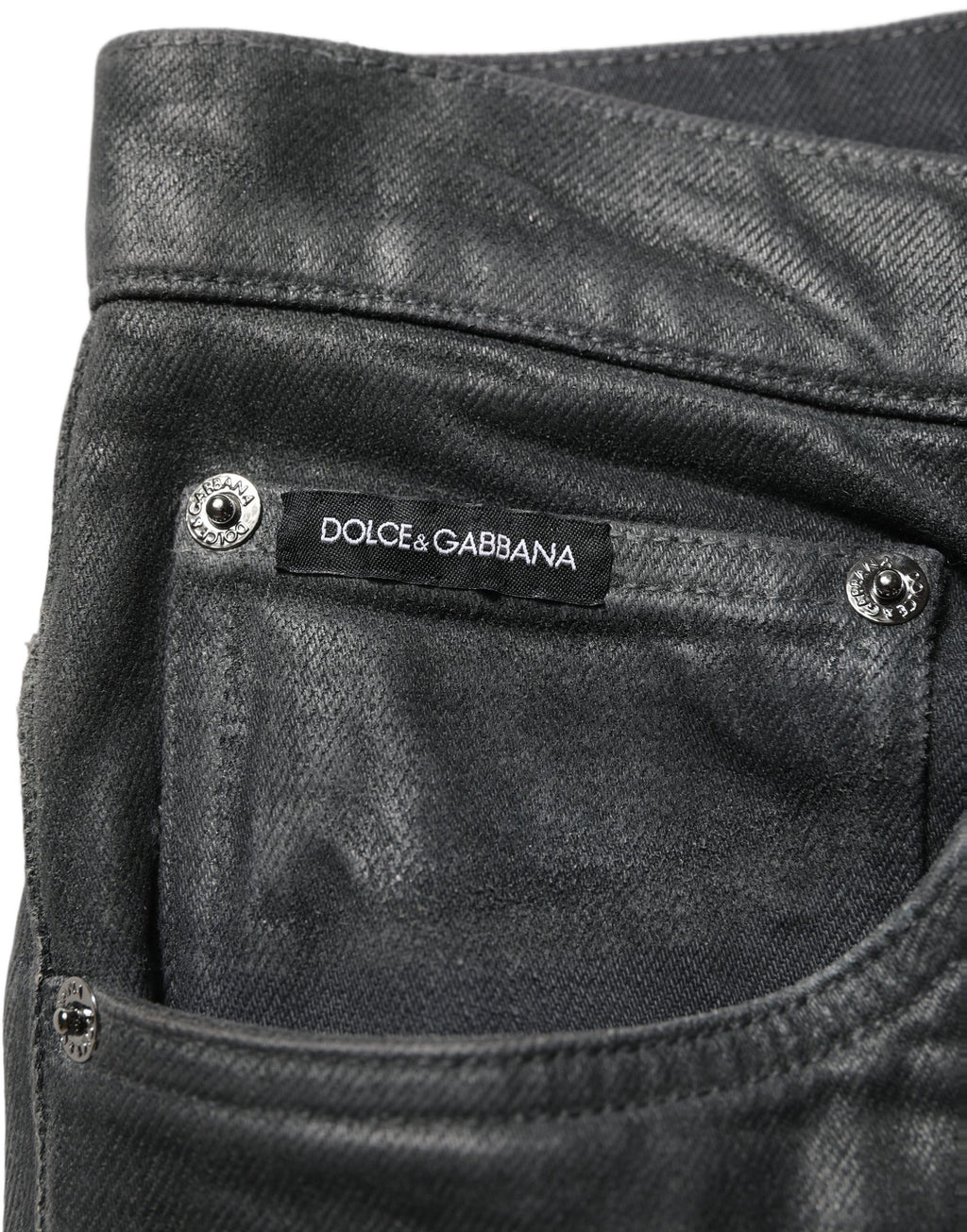 Dolce & Gabbana Dunkelgraue Baumwoll-Herrenjeans in lockerer Passform