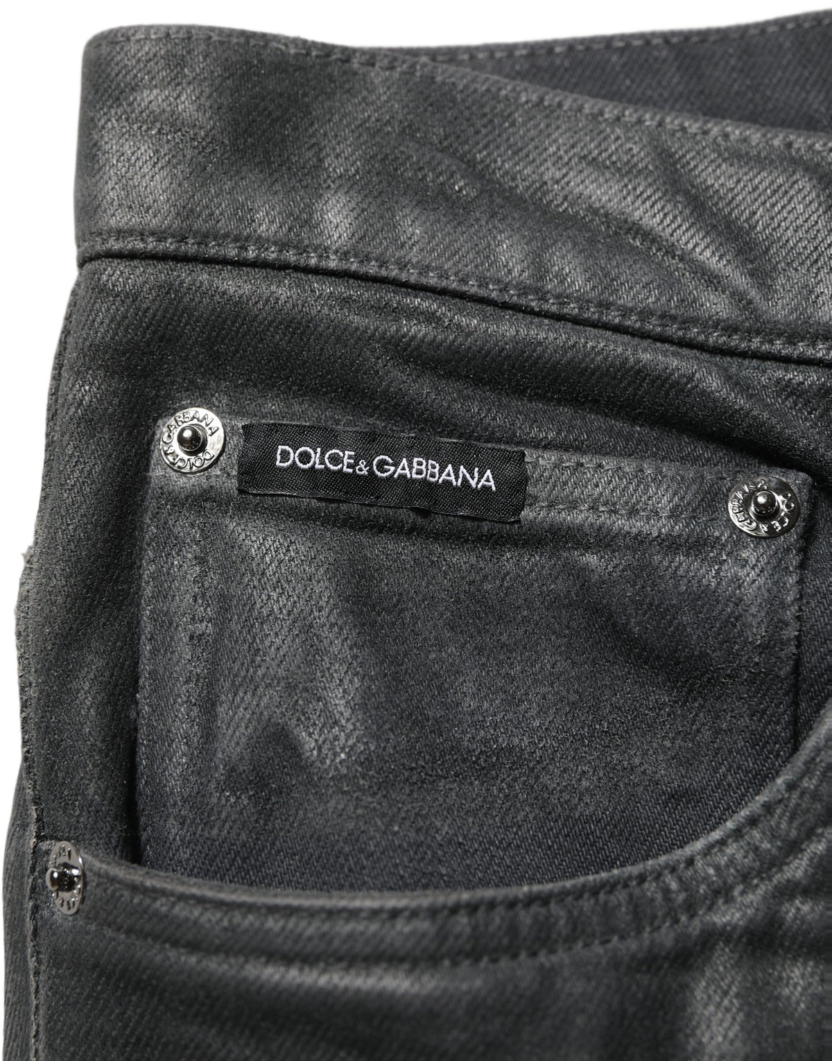 Dolce & Gabbana Dunkelgraue Baumwoll-Herrenjeans in lockerer Passform