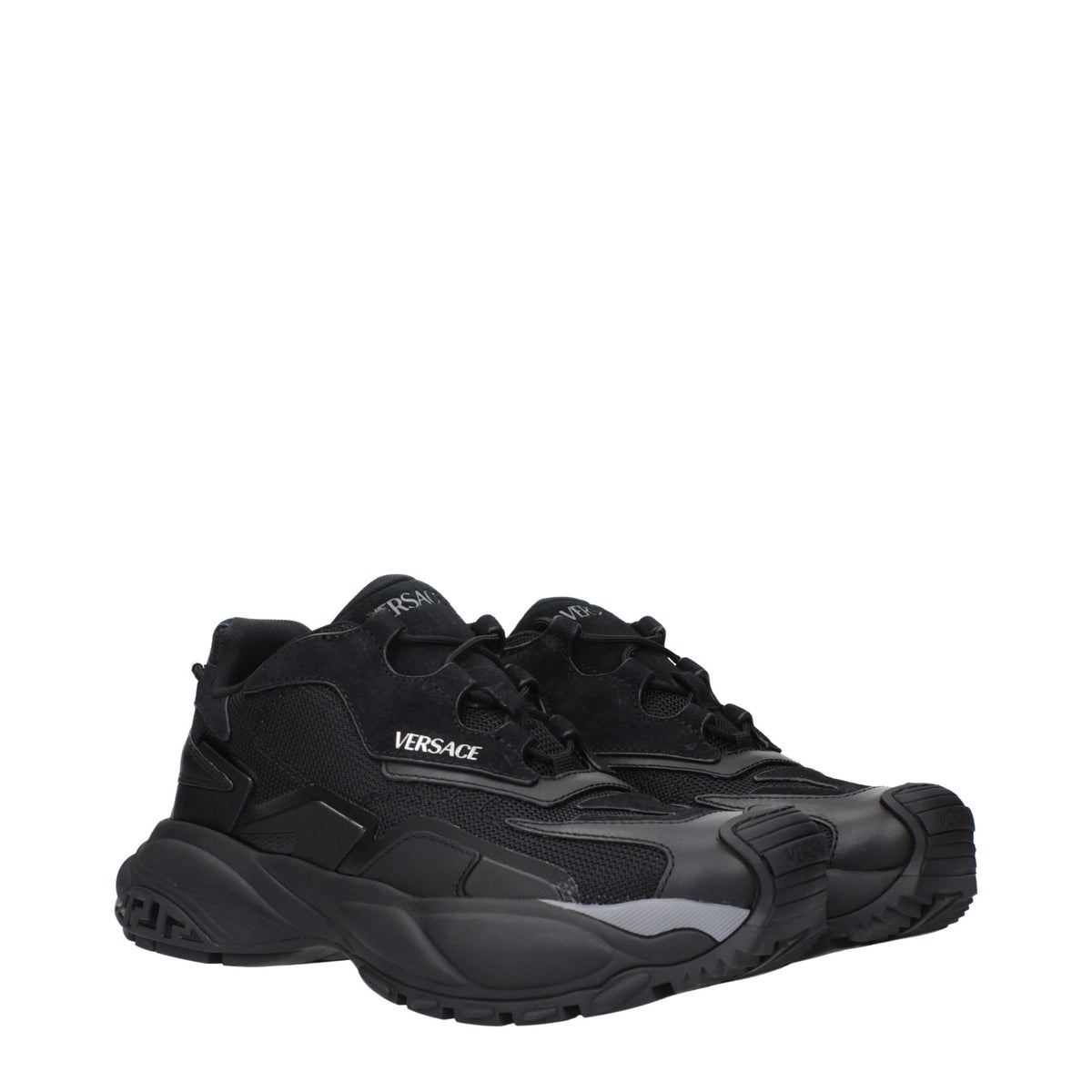Versace Schwarze Chunky-Sneakers aus Stoff