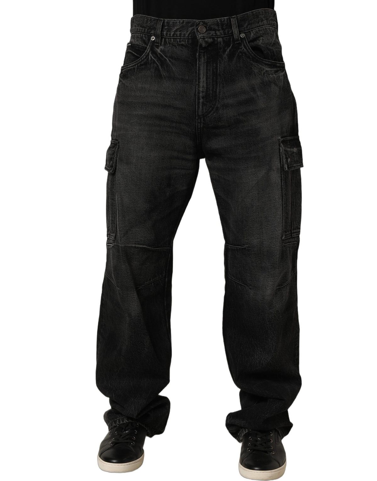Dolce & Gabbana Dunkelgrau Baumwolle Baggy Cargo Herren Jeans