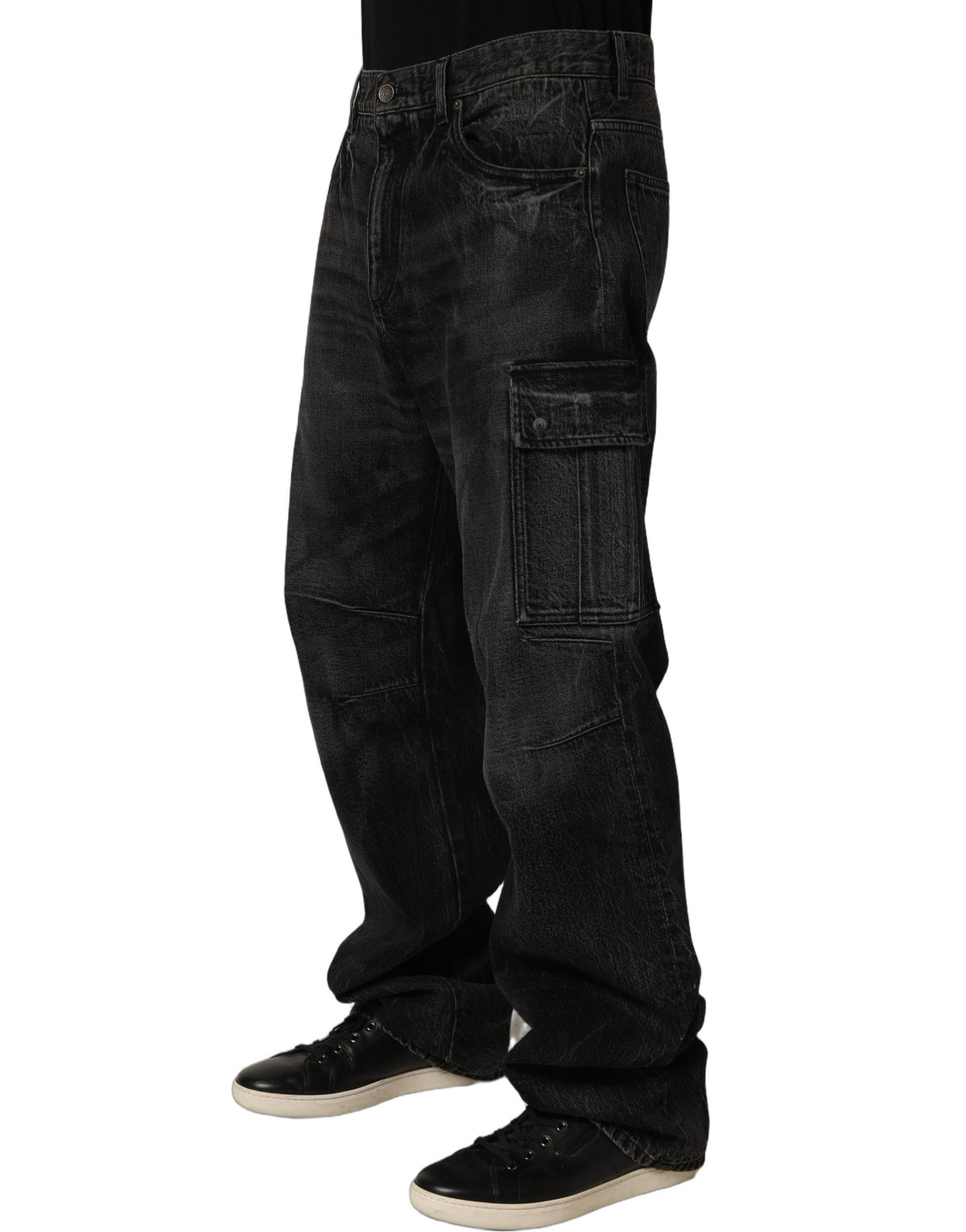 Dolce & Gabbana Dunkelgrau Baumwolle Baggy Cargo Herren Jeans