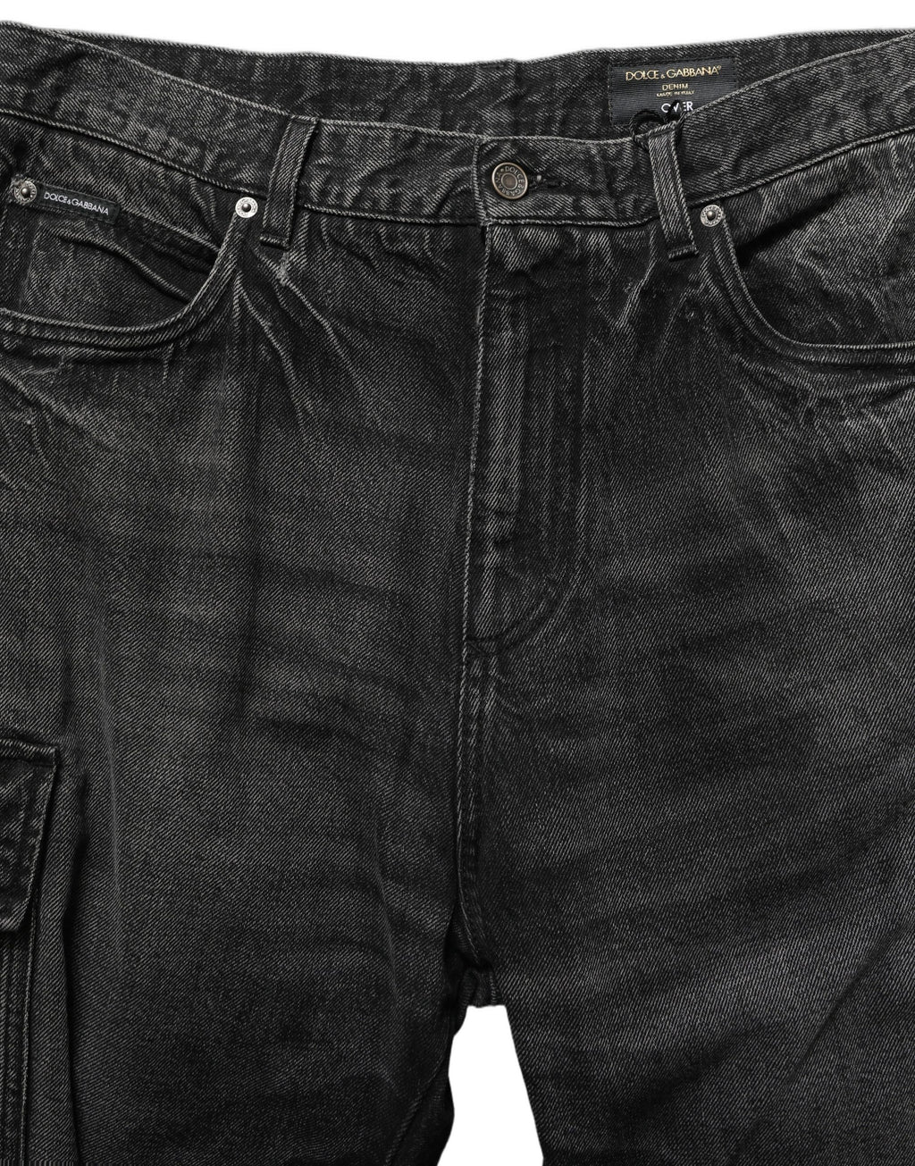 Dolce & Gabbana Dunkelgrau Baumwolle Baggy Cargo Herren Jeans
