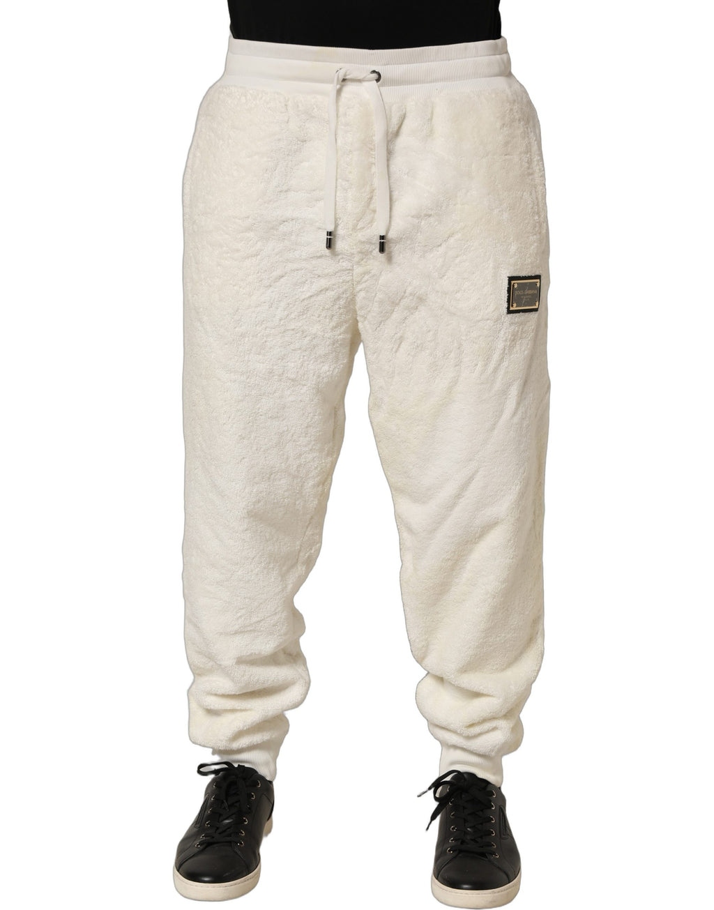 Dolce & Gabbana Off White Terry Cotton Plüsch Jogginghose für Herren