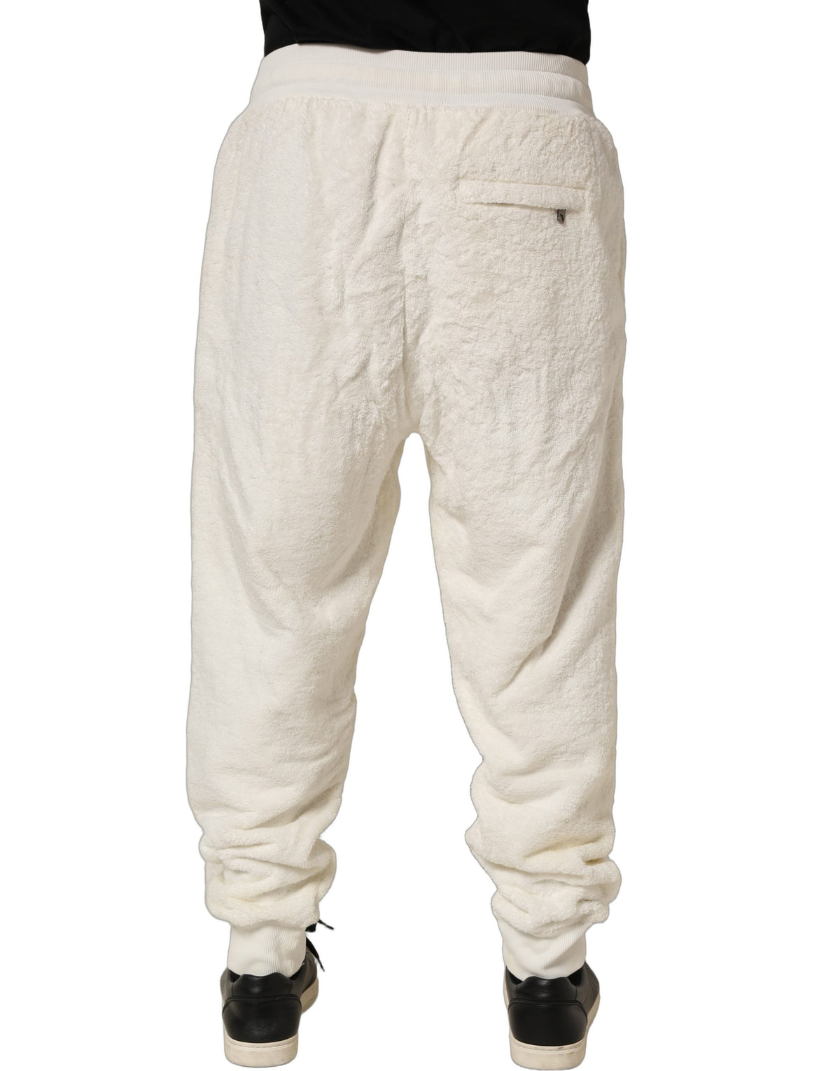 Dolce & Gabbana Off White Terry Cotton Plüsch Jogginghose für Herren