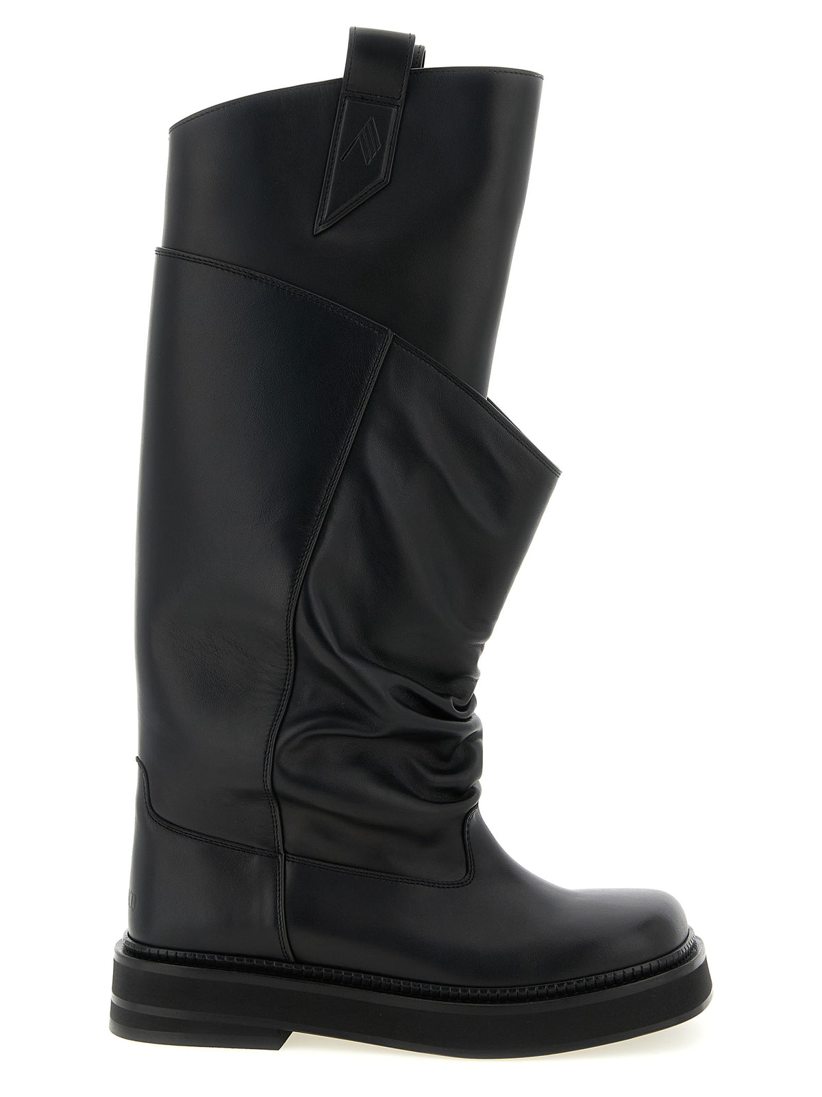 The Attico Schwarzes Kalbsleder Overknee