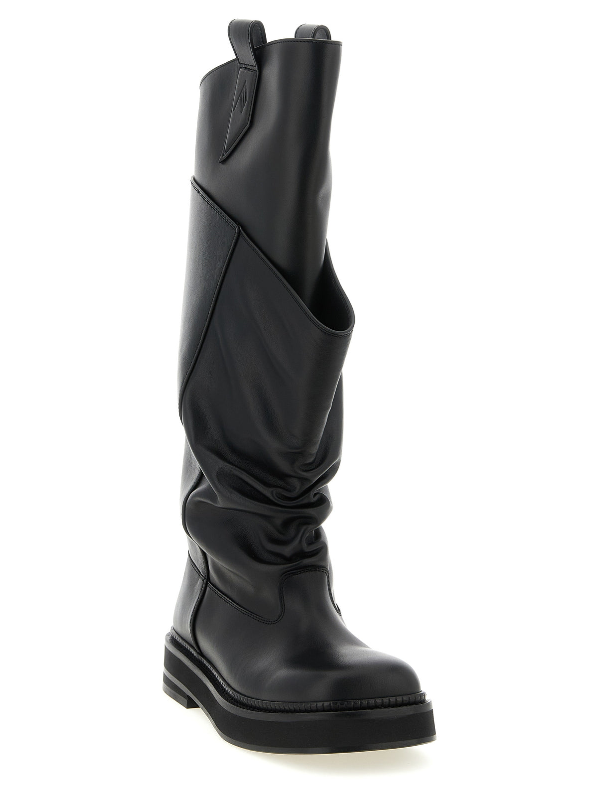 The Attico Schwarzes Kalbsleder Overknee