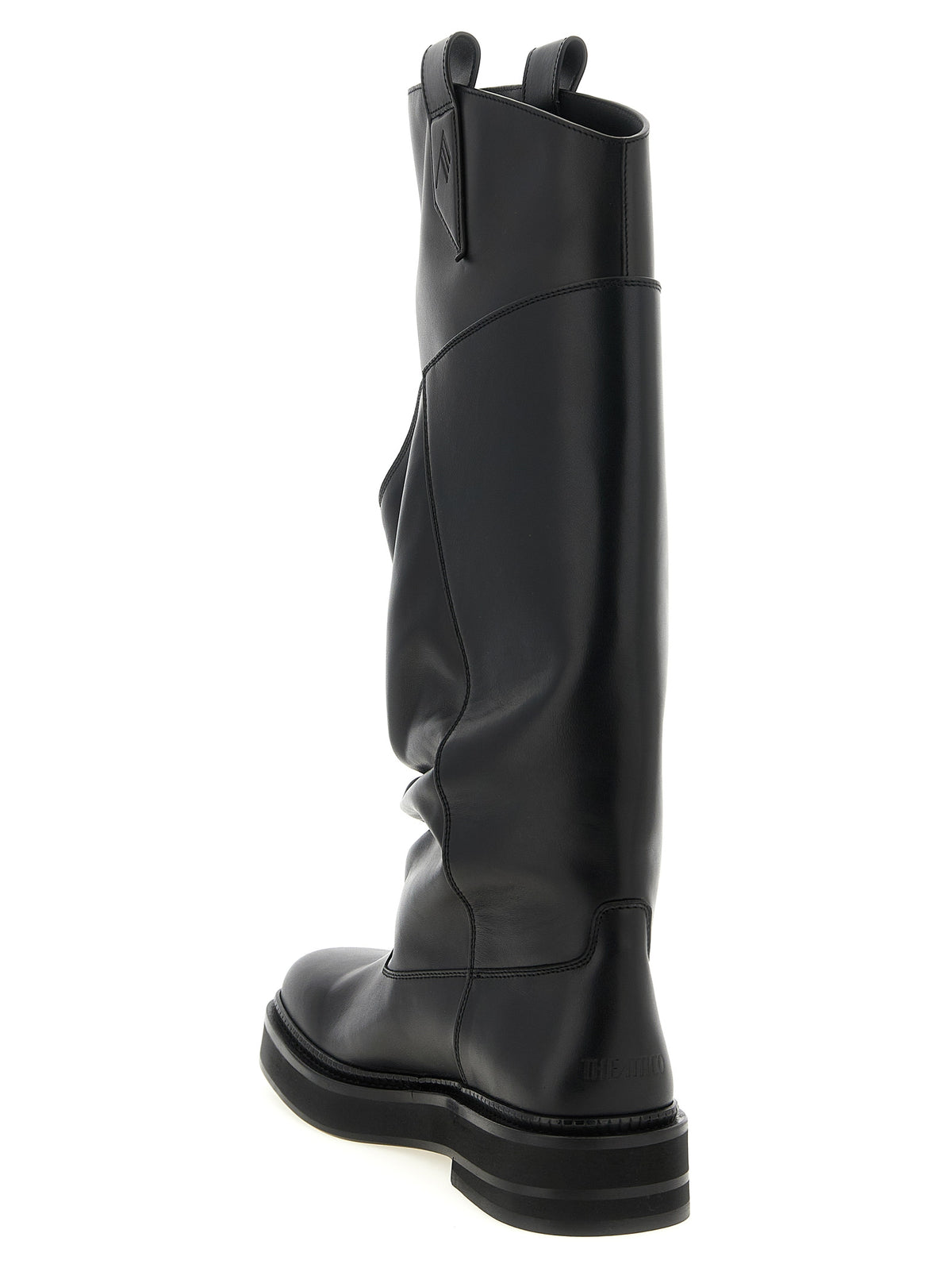 The Attico Schwarzes Kalbsleder Overknee
