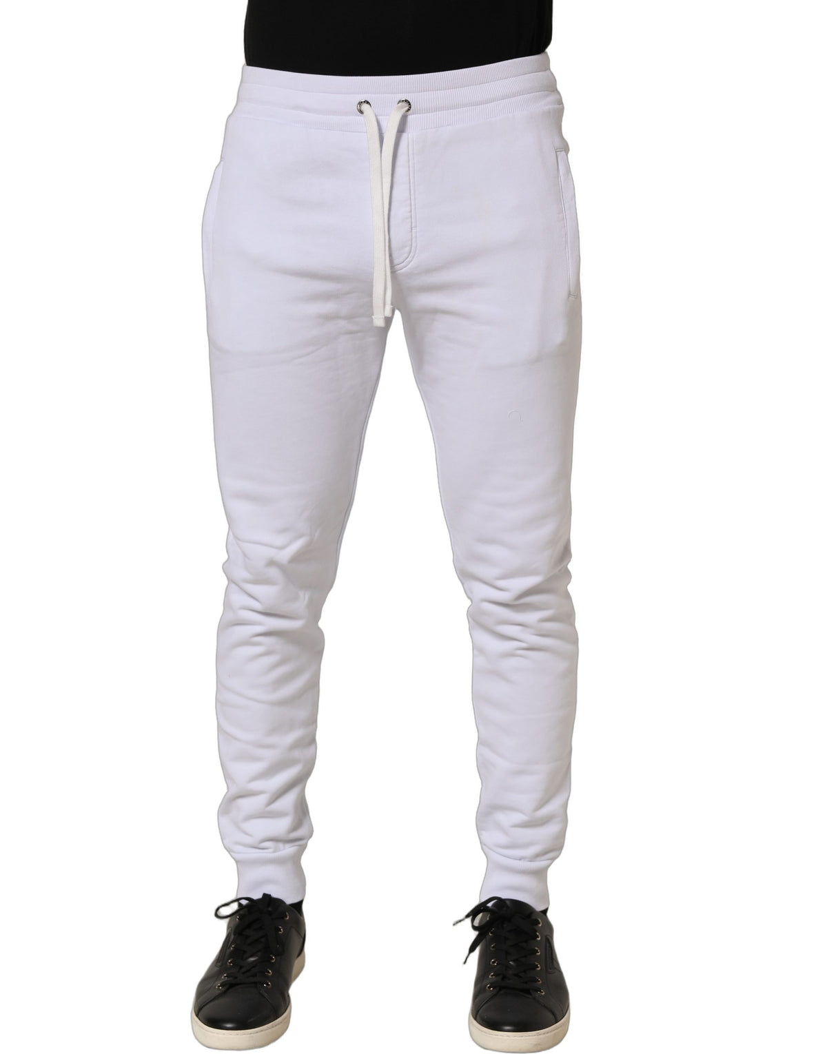 Dolce & Gabbana Weiße Jogginghose aus Baumwolle mit Kordelzug