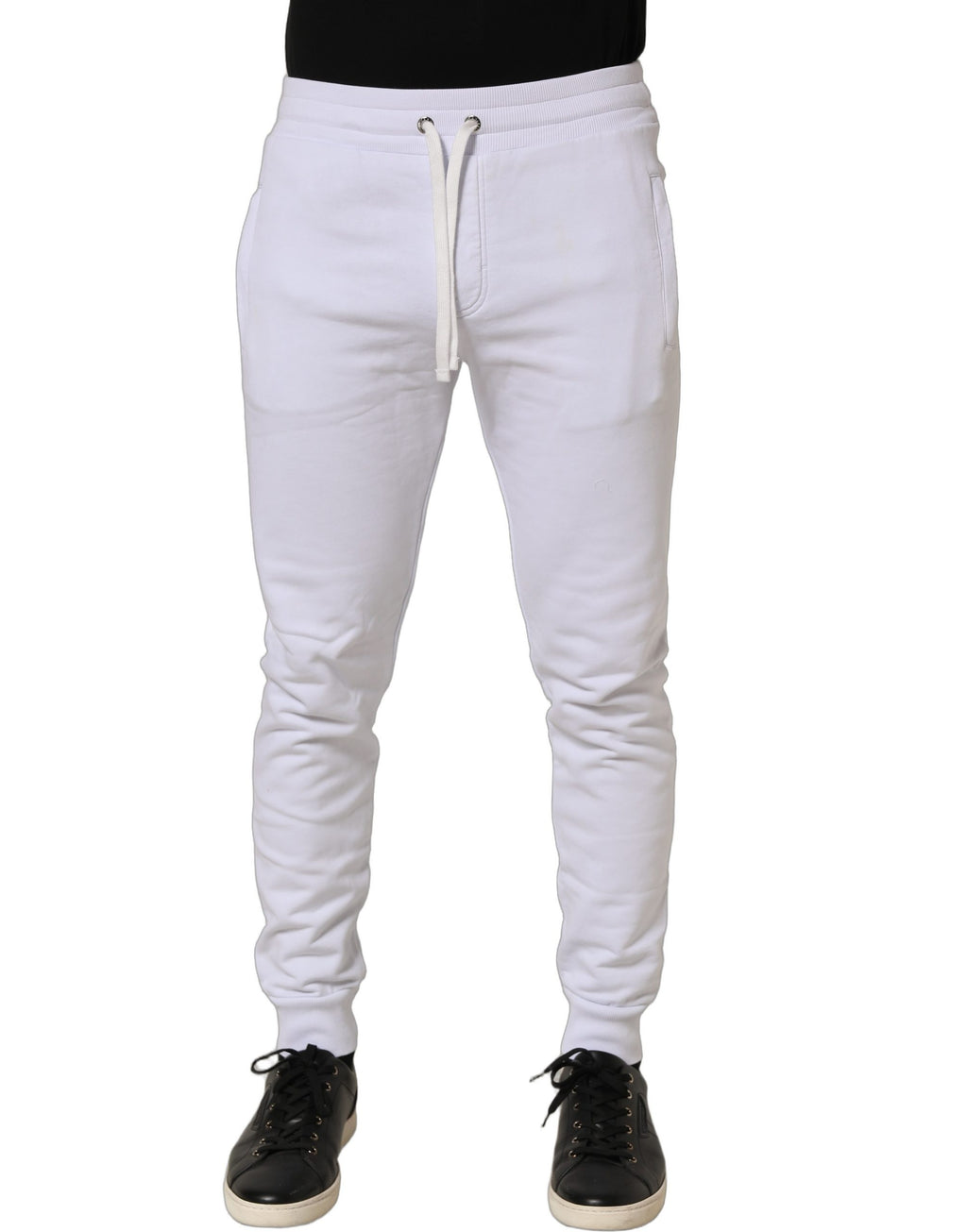 Dolce & Gabbana Weiße Jogginghose aus Baumwolle mit Kordelzug