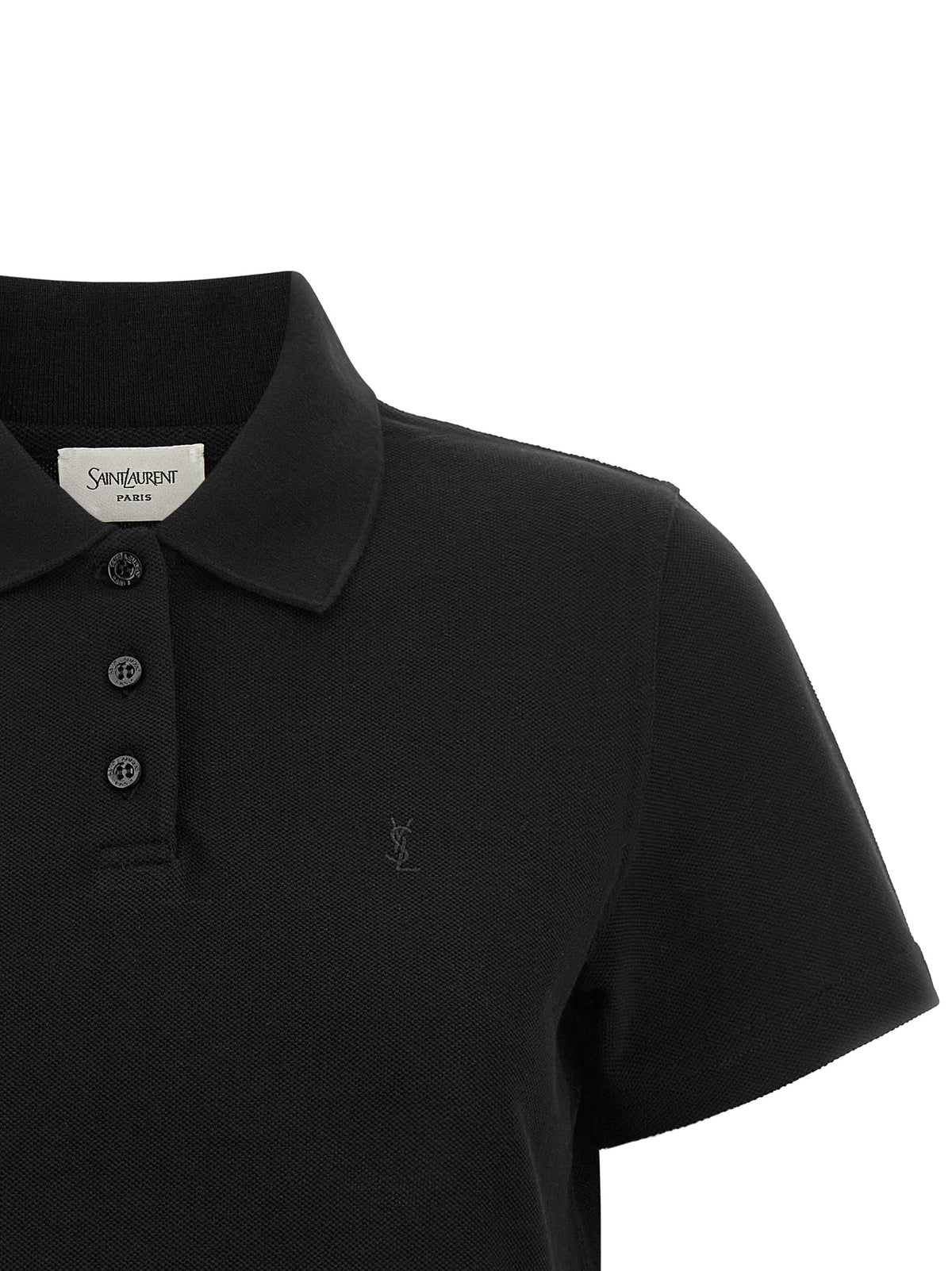 Saint Laurent Schwarzes Baumwoll-Polohemd