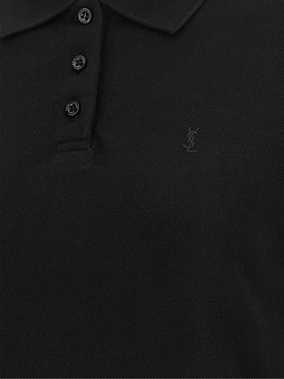 Saint Laurent Schwarzes Baumwoll-Polohemd