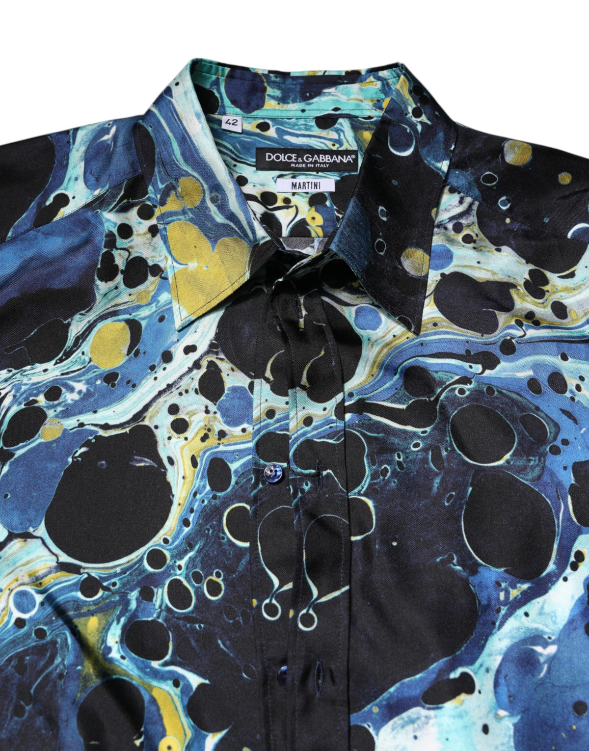Dolce & Gabbana Blaues Marmor-Print MARTINI Hemd festlich