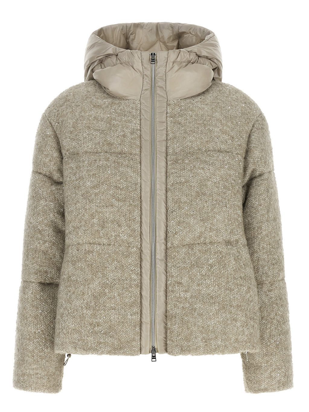 Herno Beigefarbene Vollflauschjacke aus Wolle