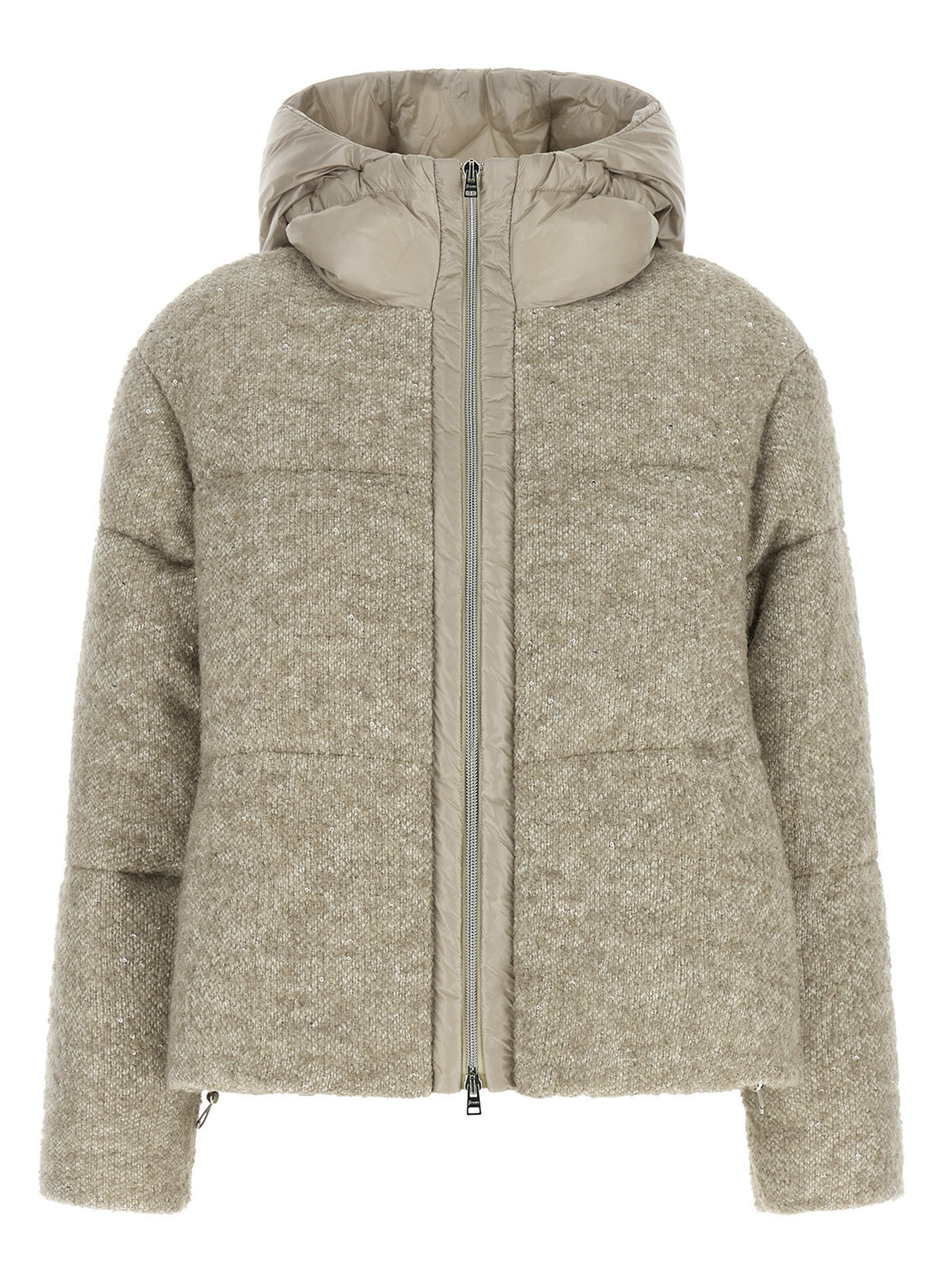 Herno Beigefarbene Vollflauschjacke aus Wolle