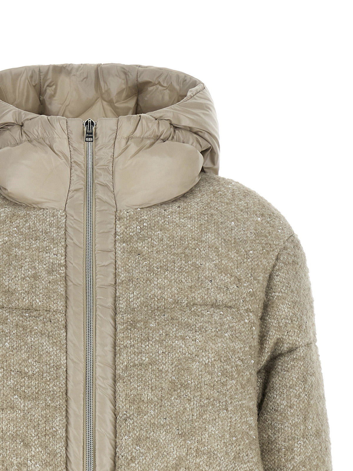 Herno Beigefarbene Vollflauschjacke aus Wolle